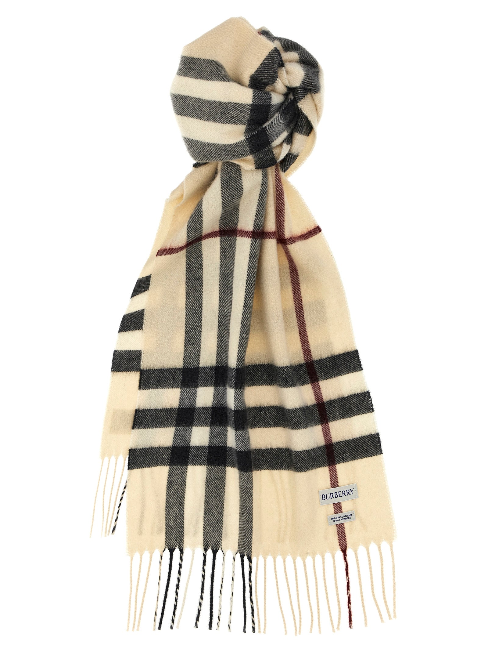 Burberry-Check Scarf Sciarpe Beige-Uomo