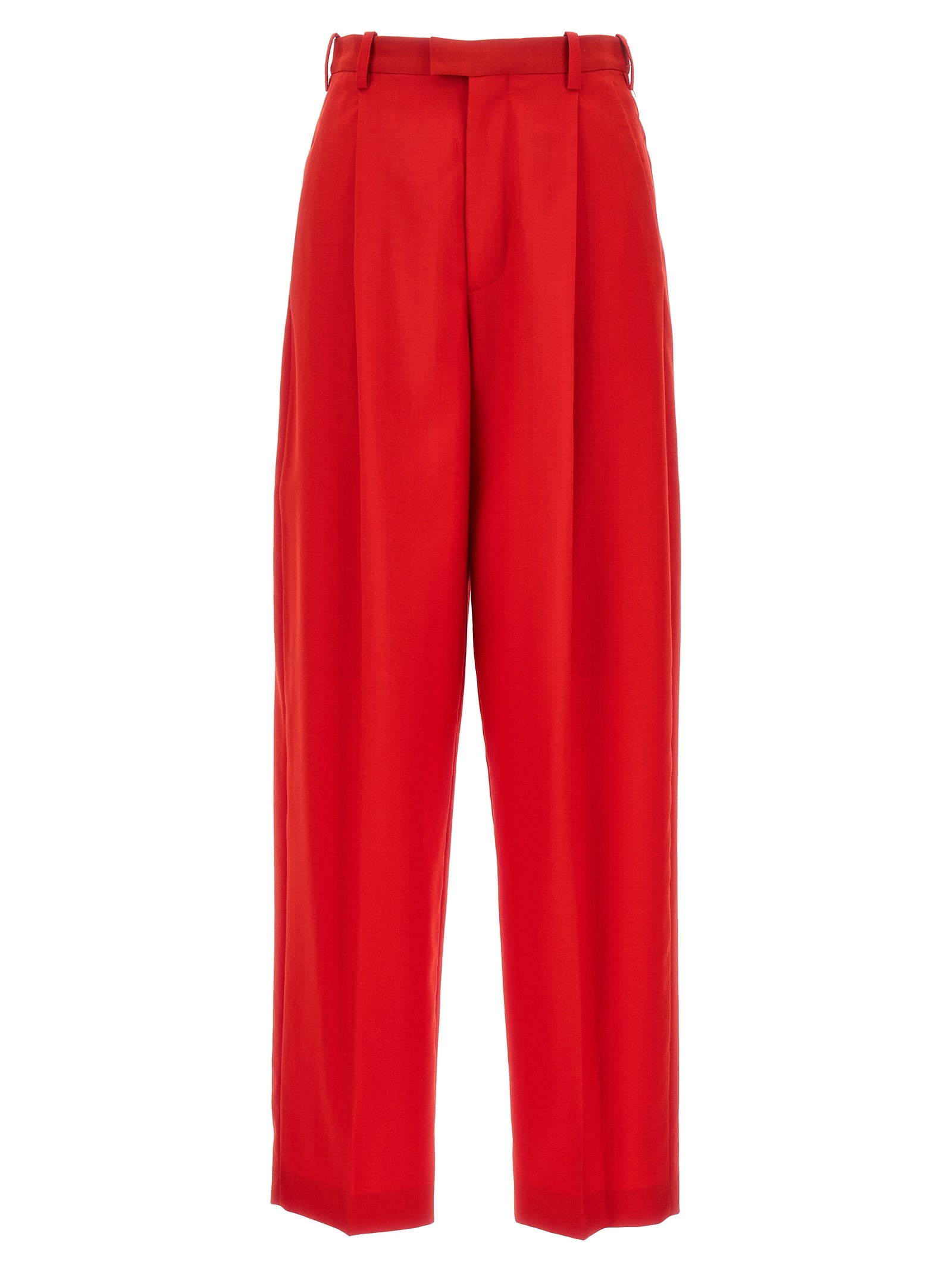 Marni-Front Pleat Pantaloni Rosso-Donna