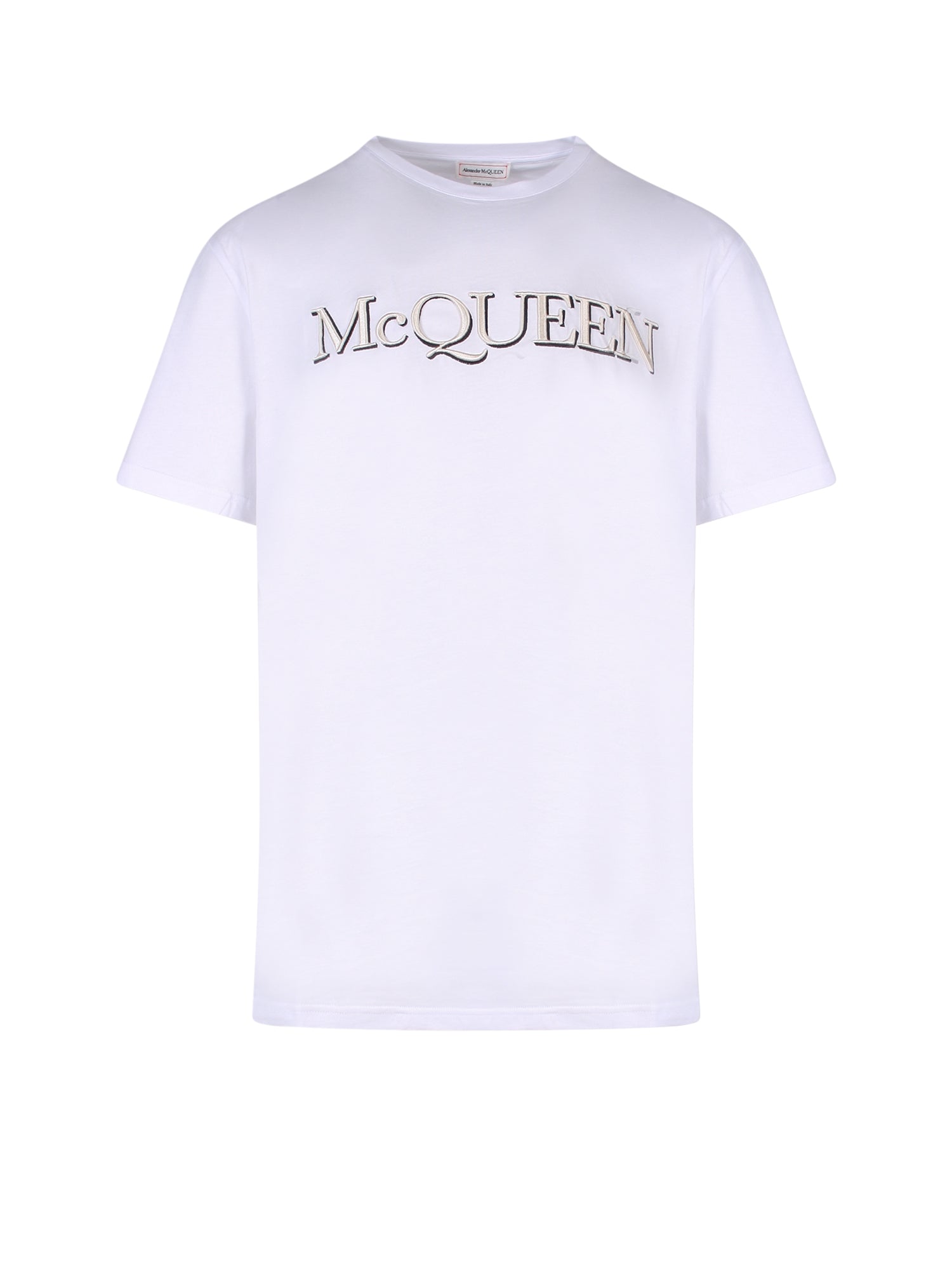 Alexander McQueen-T-shirt in cotone con logo in rilievo-Uomo