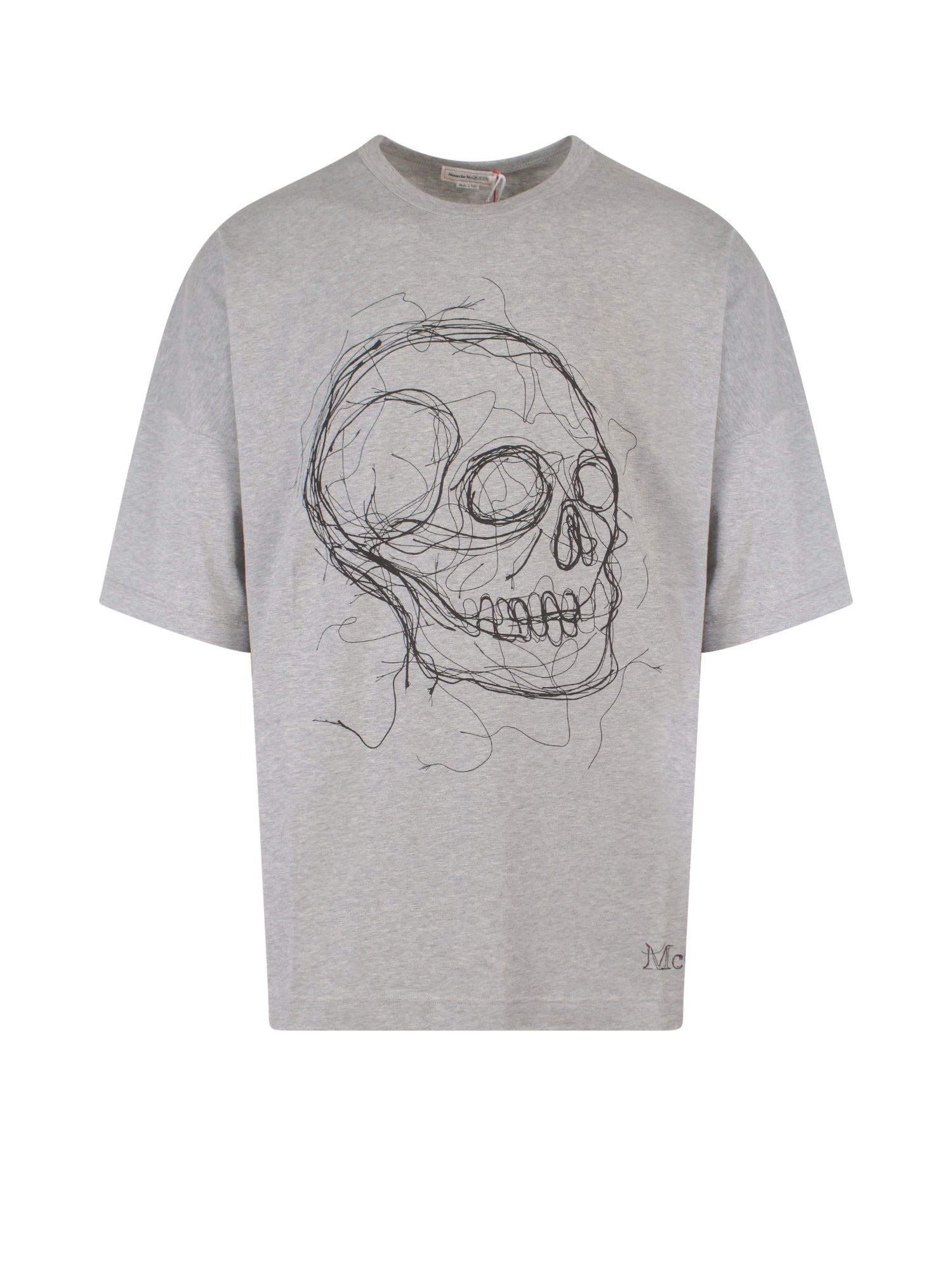 Alexander McQueen-T-shirt in cotone con iconico skull frontale-Uomo