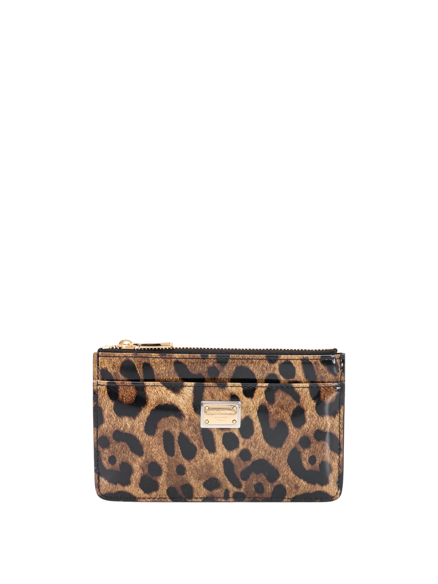 Dolce & Gabbana-Portacarte in pelle lucida con stampa animalier-Donna