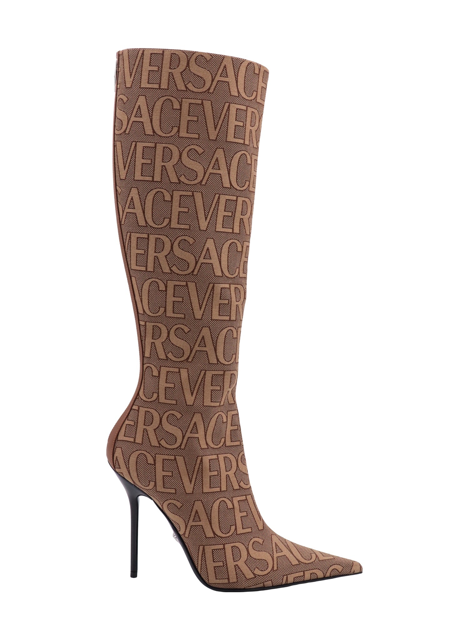 Versace-Stivali in canvas con logo all-over-Donna