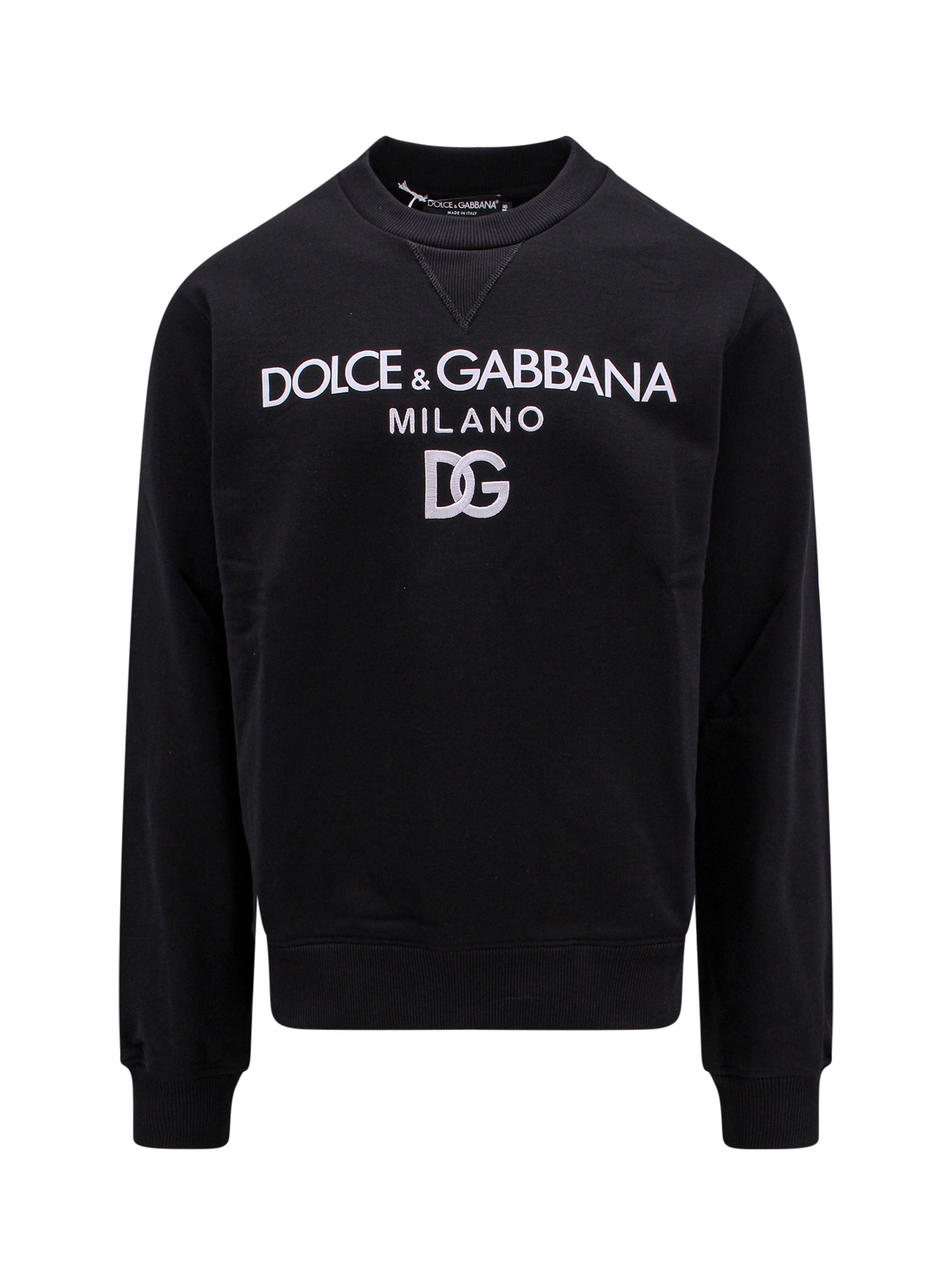 Dolce & Gabbana-Felpa in cotone con logo frontale-Uomo