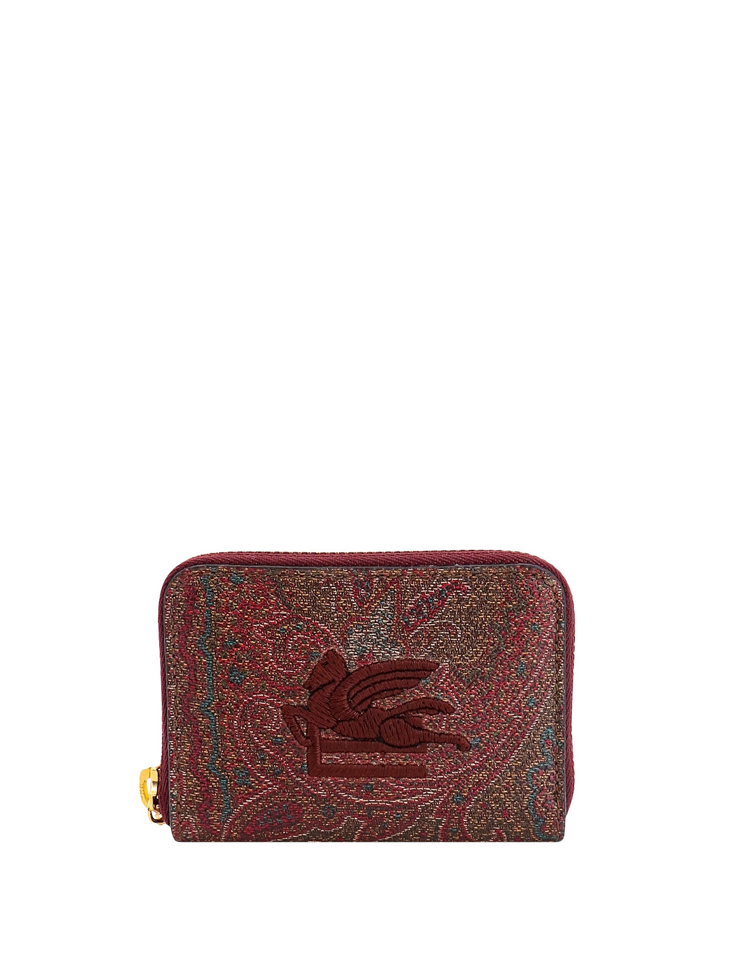 Etro-Portacarte in tessuto paisley con logo Etro Pegaso ricamato-Donna