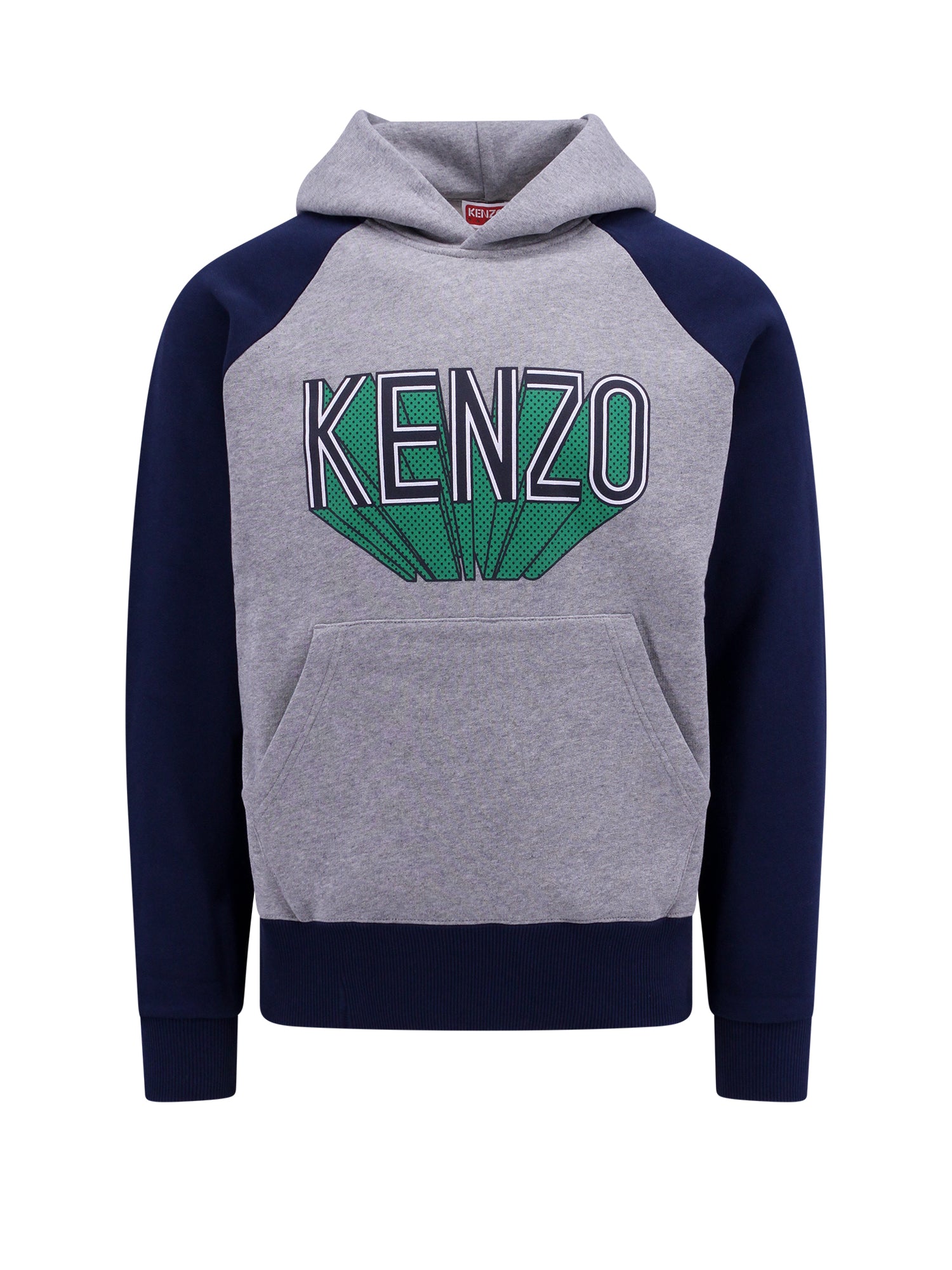 Kenzo-Felpa in cotone con logo frontale-Uomo