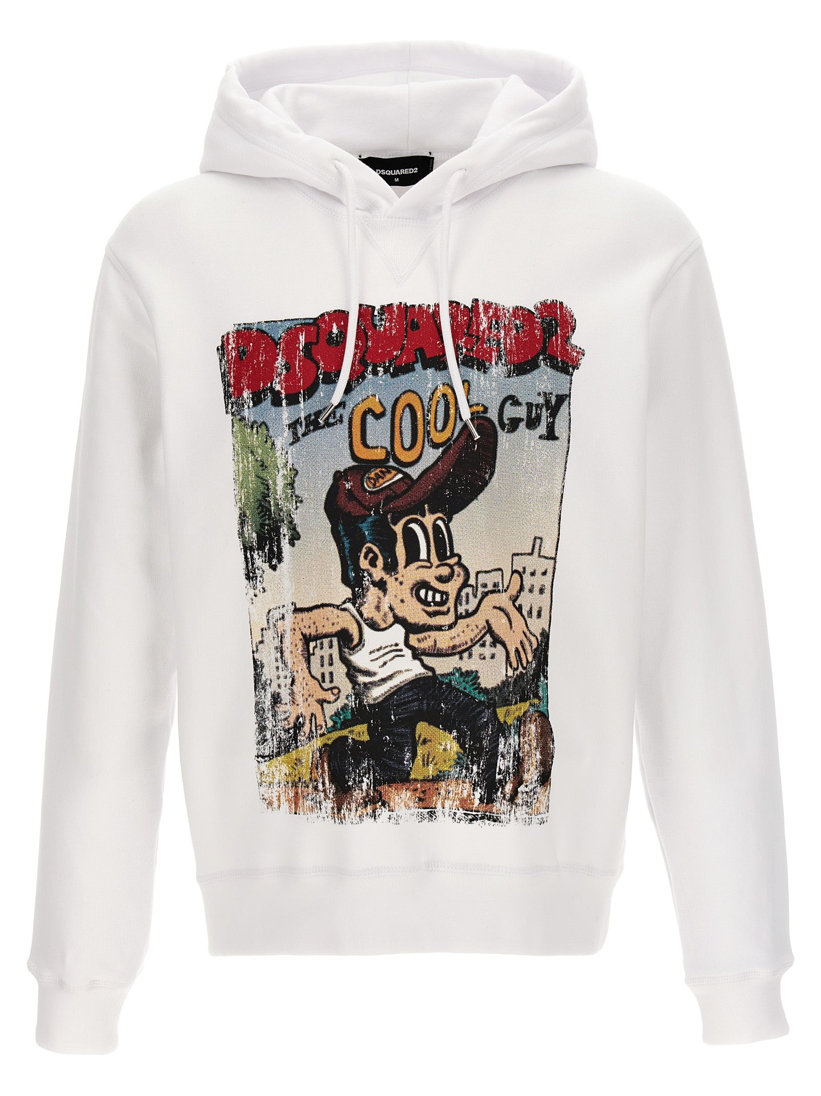 Dsquared2-Printed Hoodie Felpe Bianco-Uomo