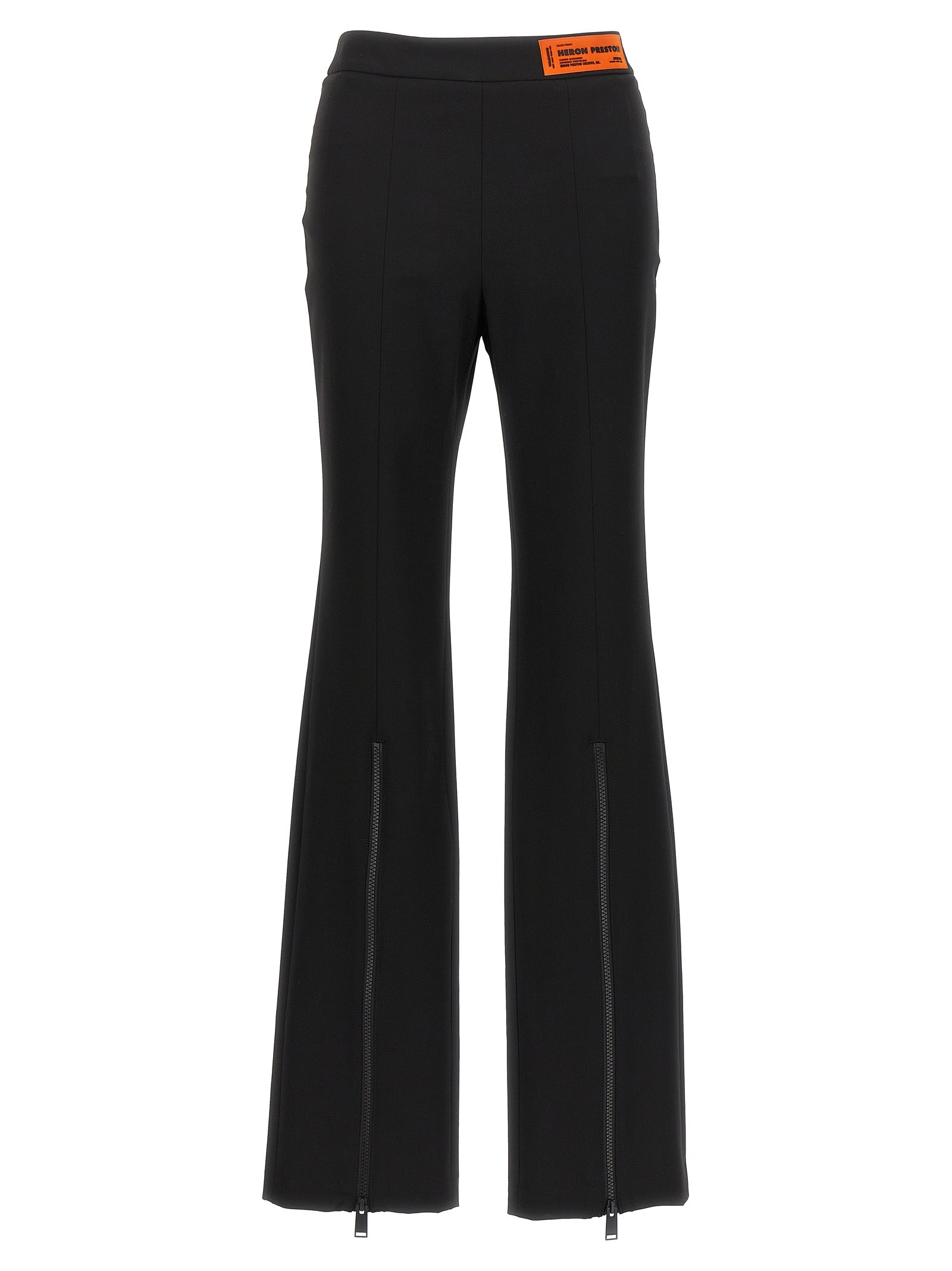 Heron Preston-Gabardine Zip Pantaloni Nero-Donna