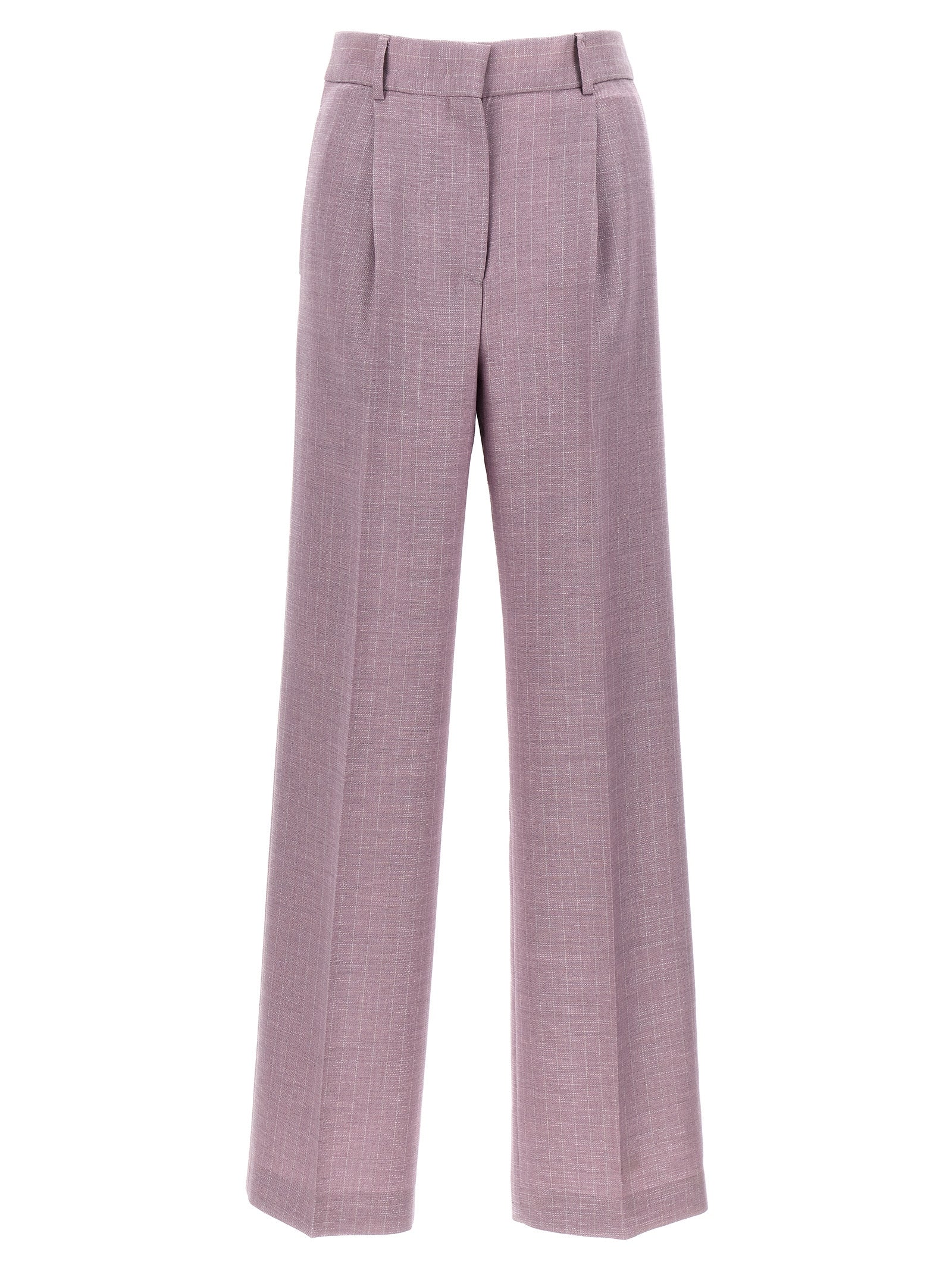 Msgm-Lurex Pinstriped Pantaloni Viola-Donna