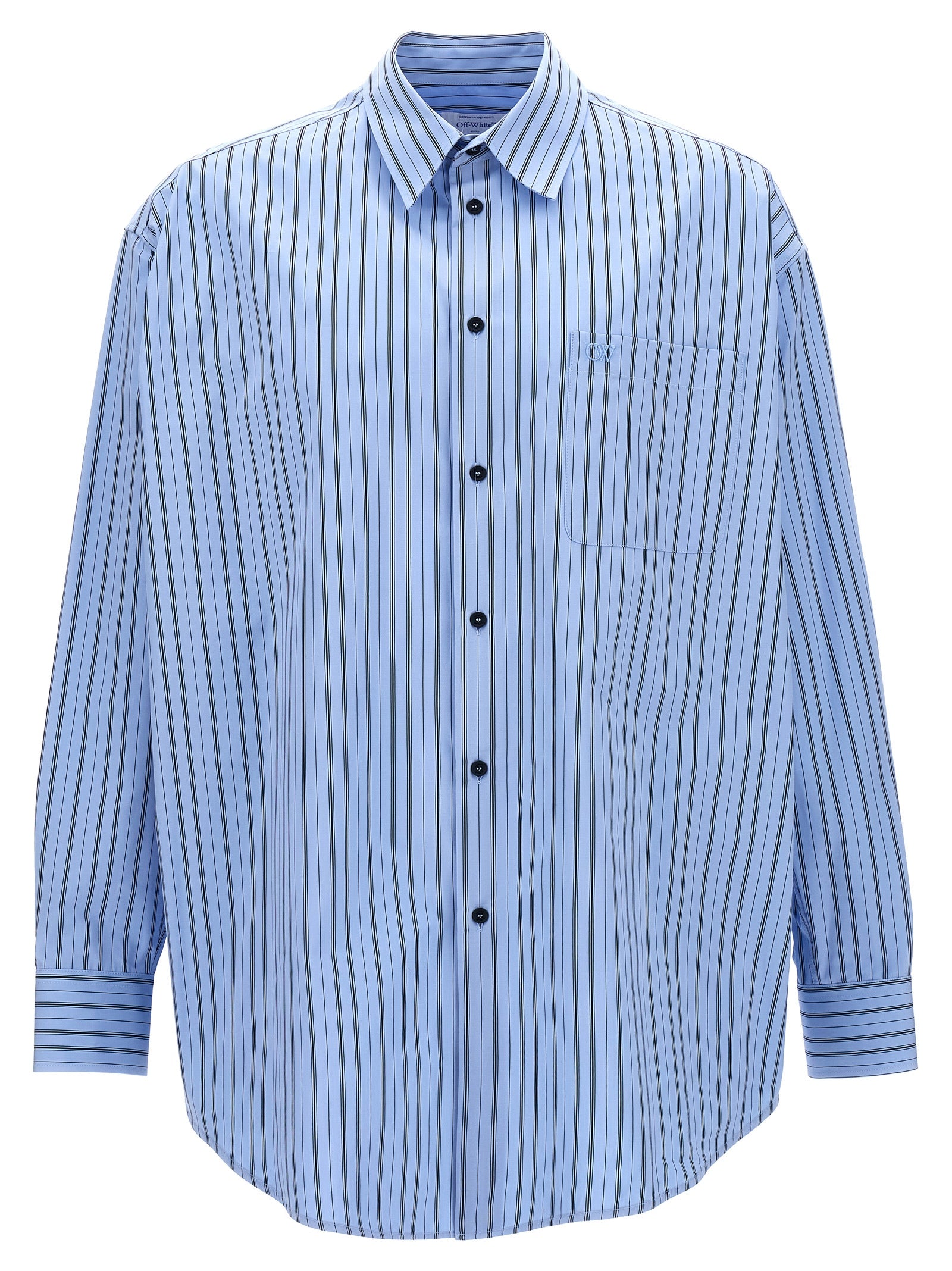 Off-White-Striped Shirt Camicie Celeste-Uomo