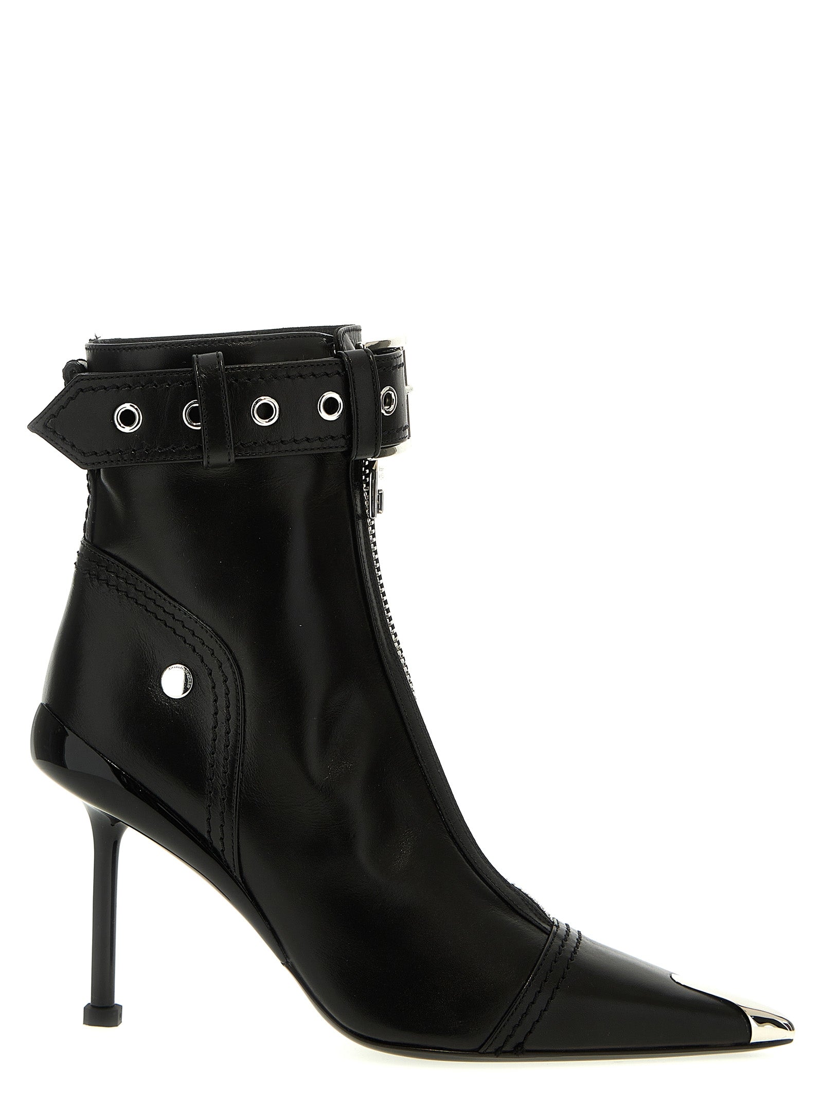 Alexander Mcqueen-Slash Biker Stivali E Stivaletti Nero-Donna