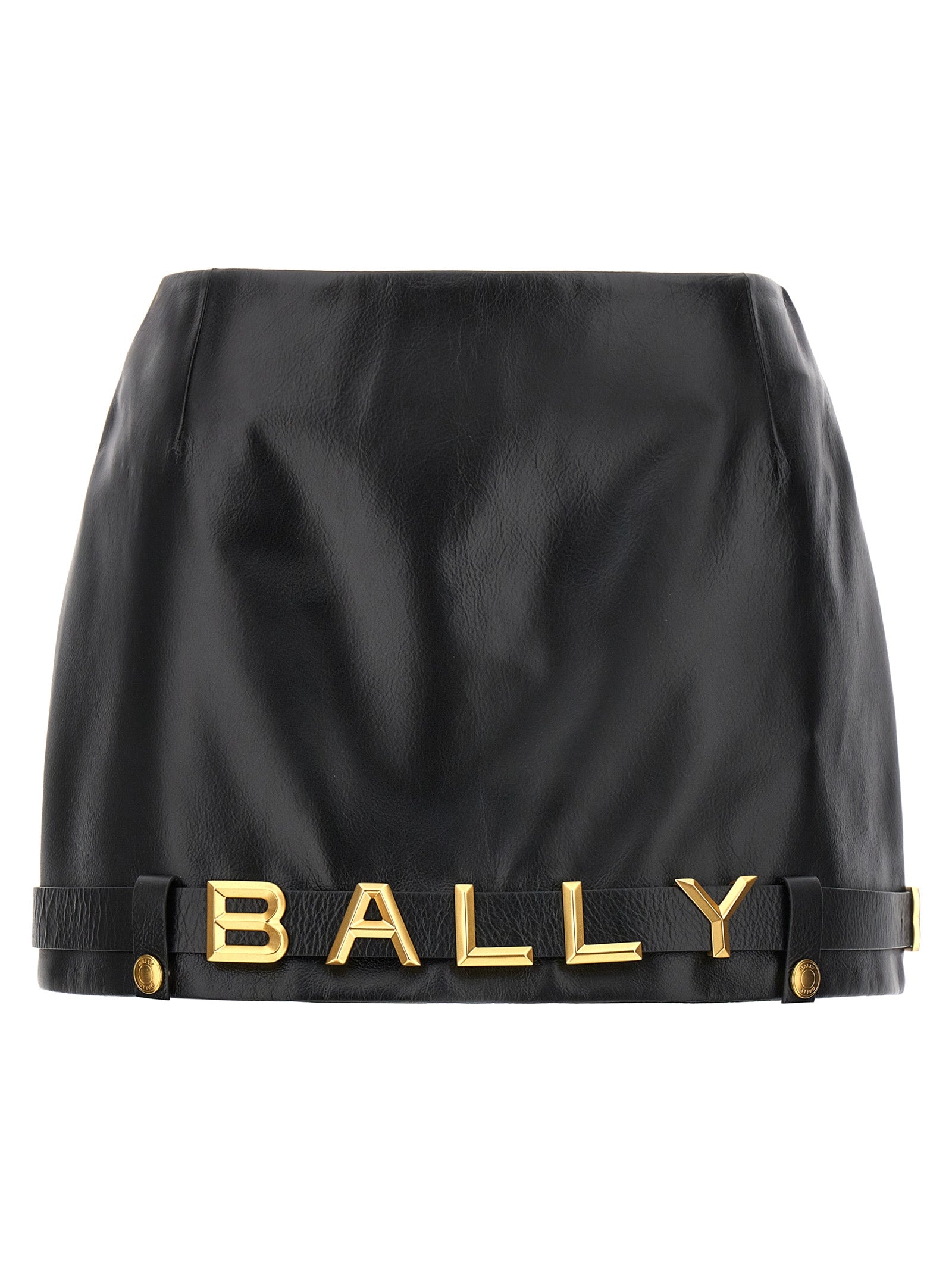 Bally-Leather Mini Skirt Gonne Nero-Donna