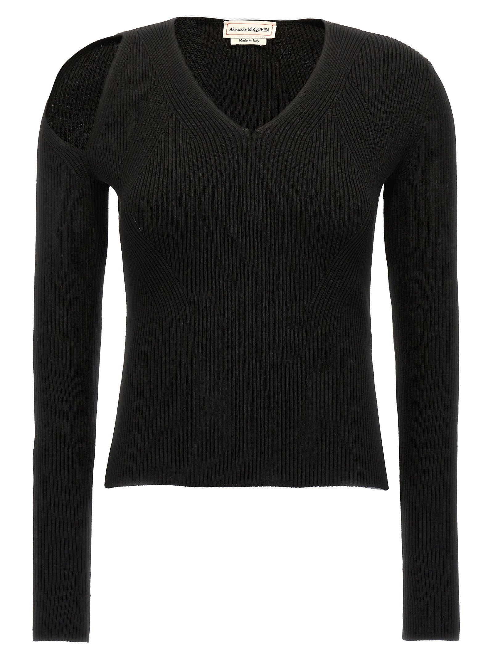 Alexander Mcqueen-Cut-Out Sweater Maglioni Nero-Donna