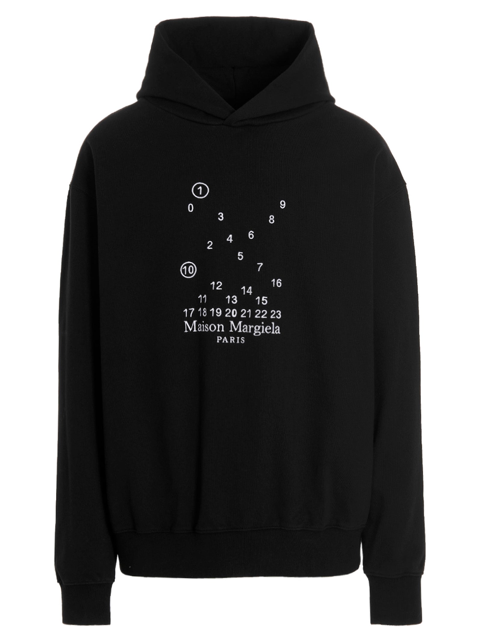 Maison Margiela-Logo Embroidery Hoodie Felpe Nero-Uomo