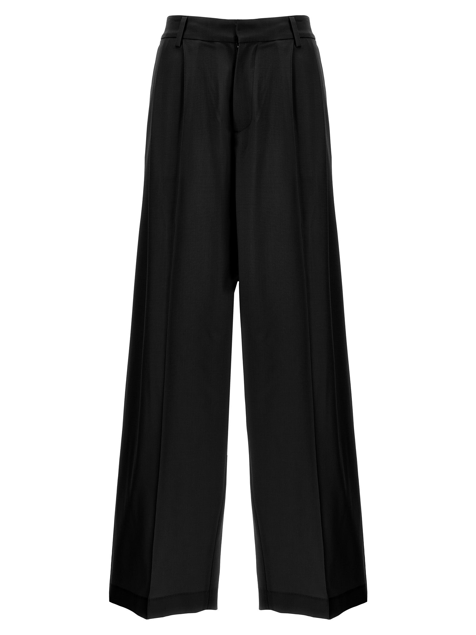 Giuseppe Di Morabito-Wide Leg Wool Pantaloni Nero-Donna