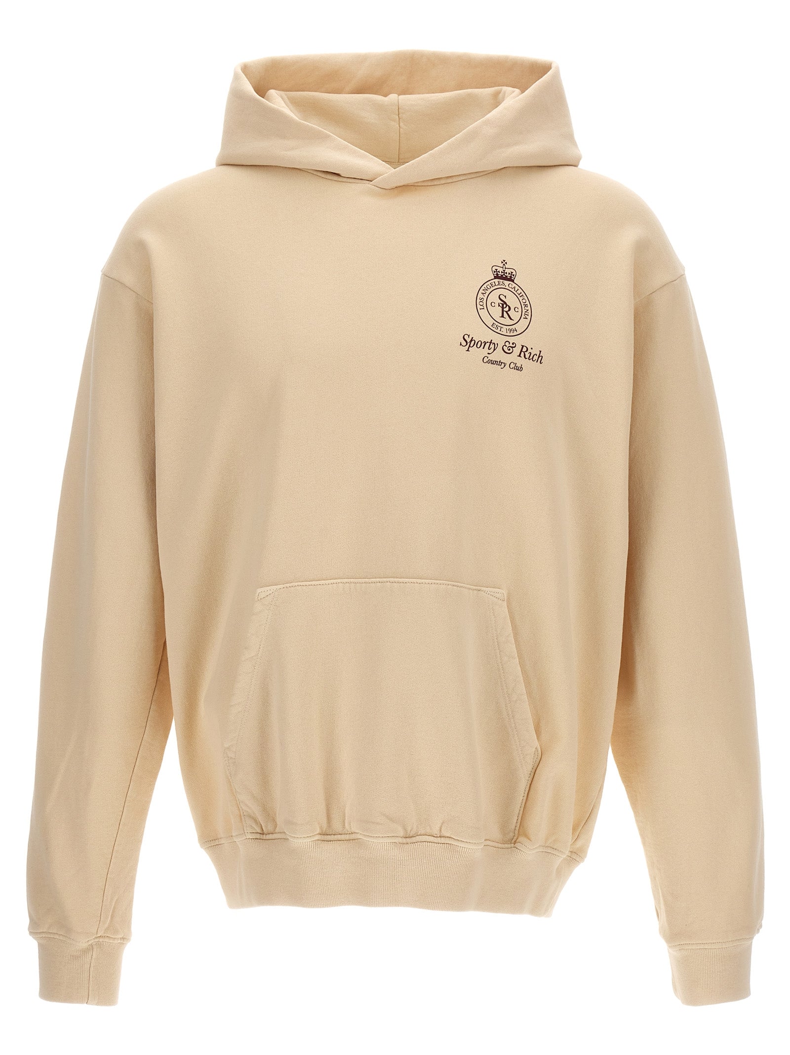 Sporty & Rich-Printed Hoodie Felpe Beige-Donna