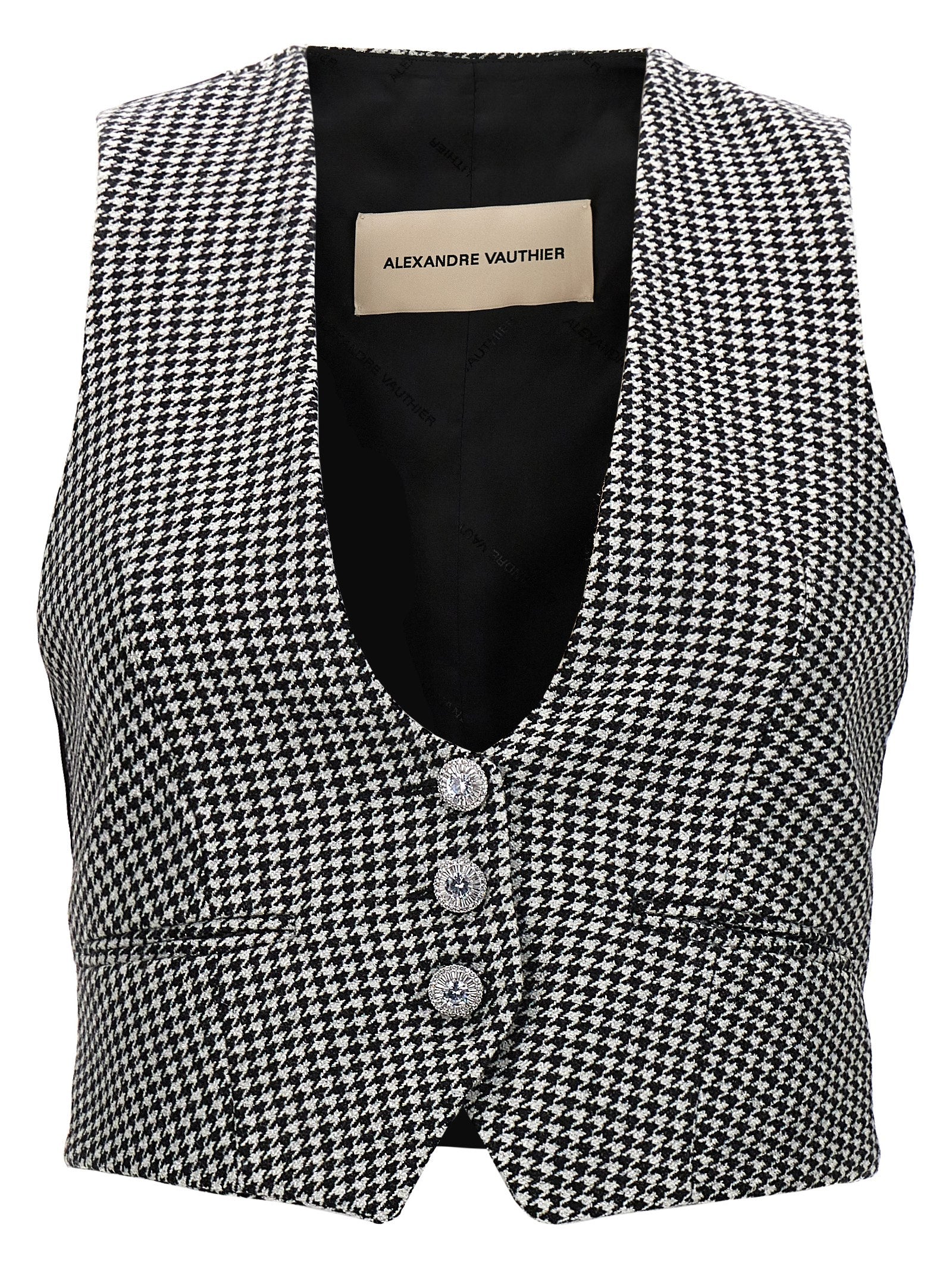 Alexandre Vauthier-Houndstooth Vest Gilet Bianco/Nero-Donna