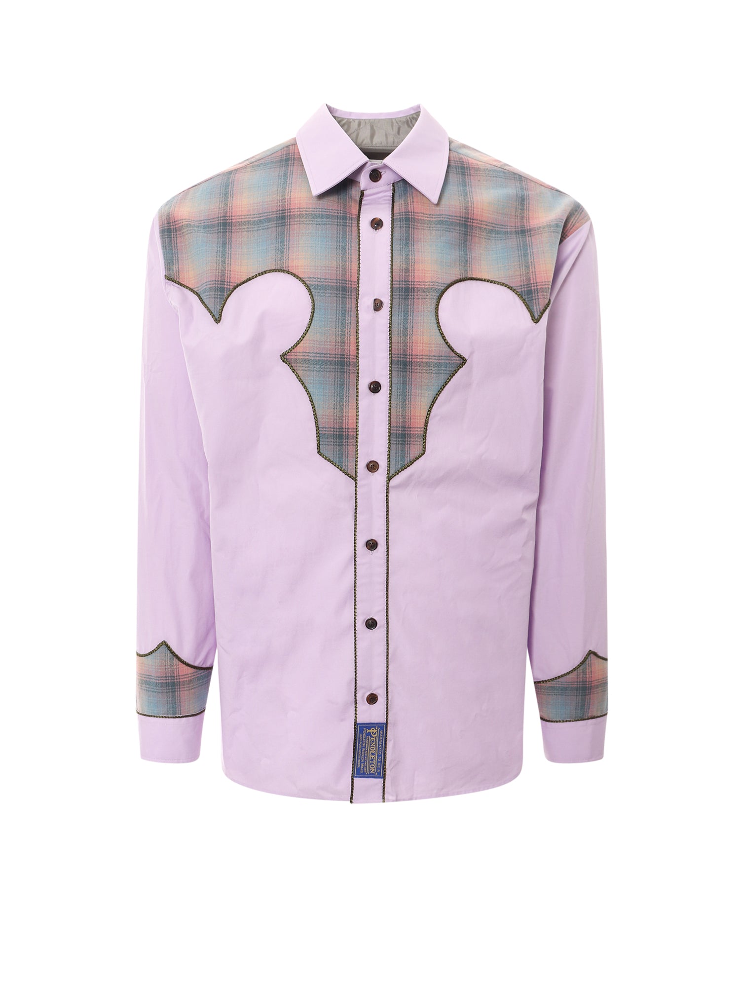 Maison Margiela-Camicia in cotone con inserti con motivo madras-Uomo