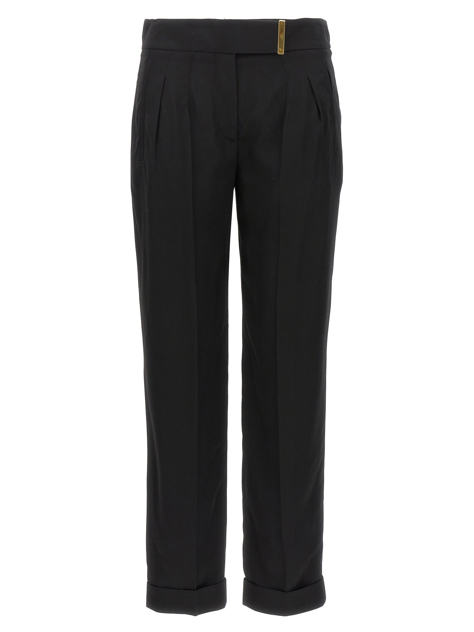 Tom Ford-Metal Bar Detail Pantaloni Nero-Donna