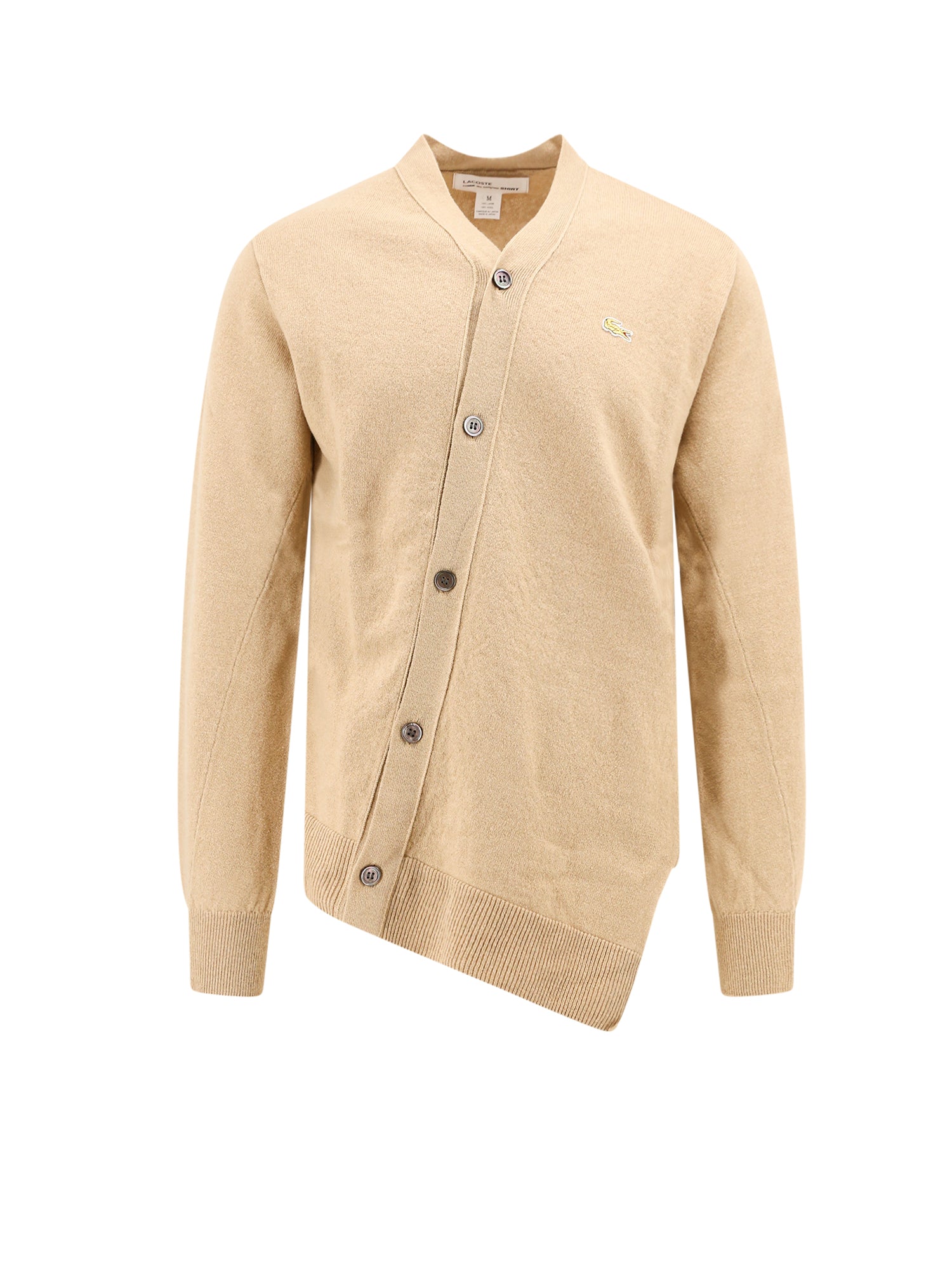 Comme Des Garçon Shirt-Cardigan in lana con patch Lacoste frontale-Uomo