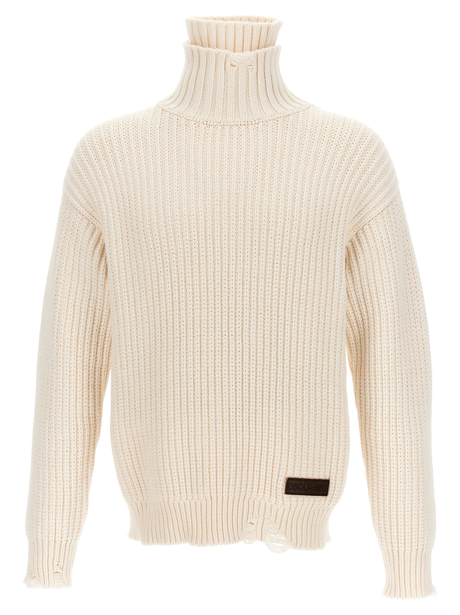 Dsquared2-Broken Stitch Double Collar Maglioni Bianco-Uomo