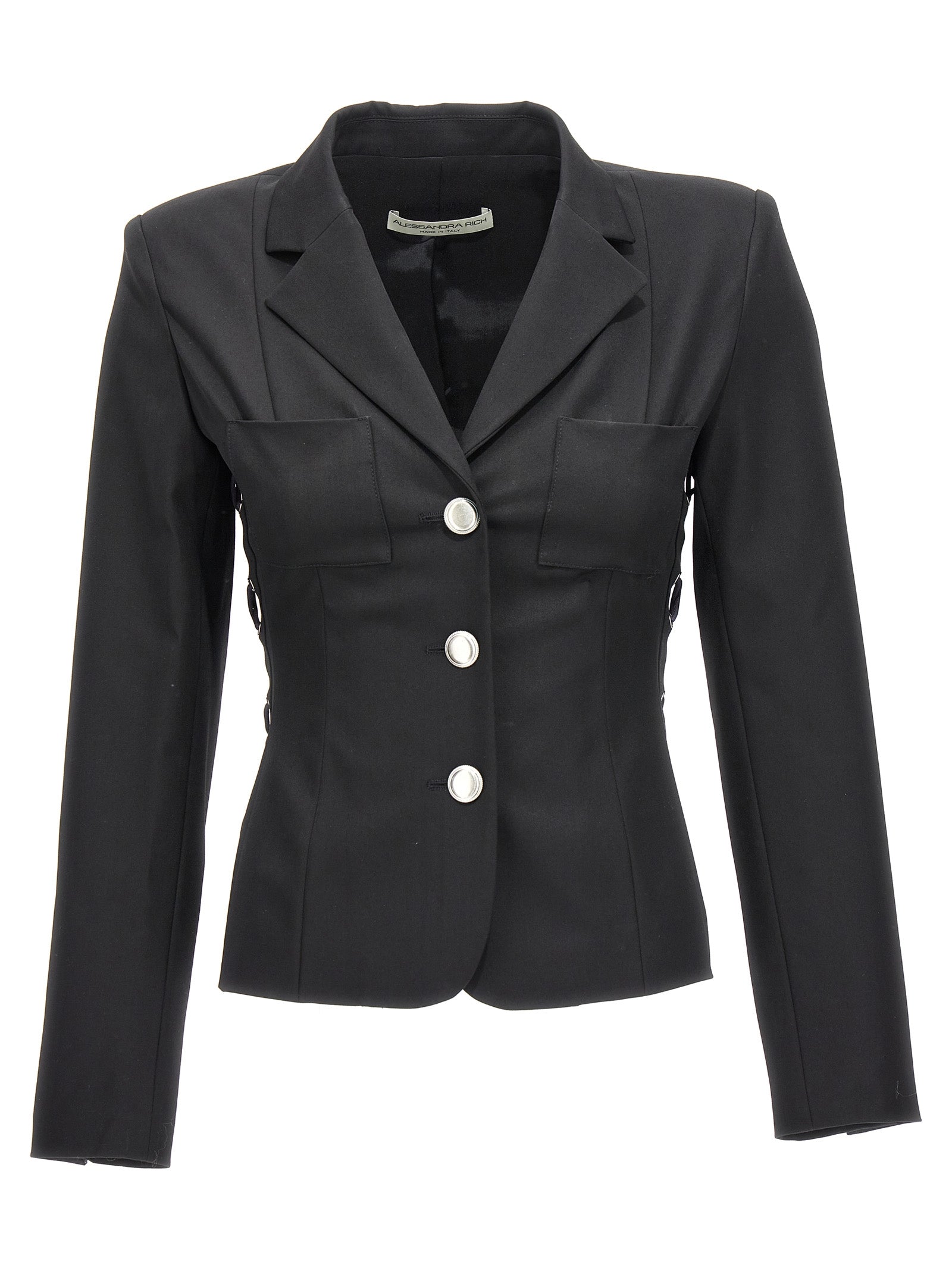 Alessandra Rich-Single Breast Lace-Up Blazer Jacket Giacche Nero-Donna