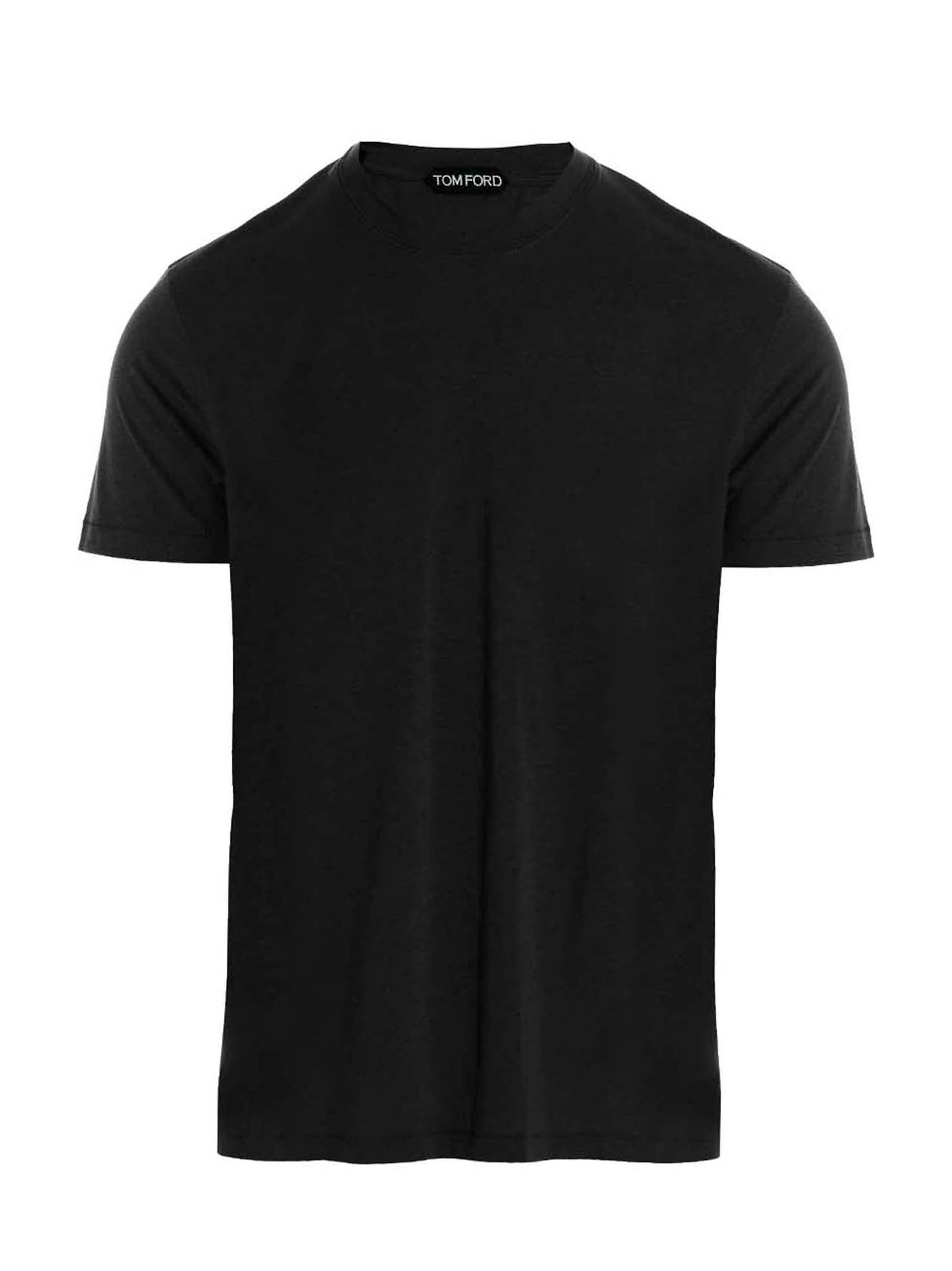 Tom Ford-Cotton Lyocell T Shirt Nero-Uomo