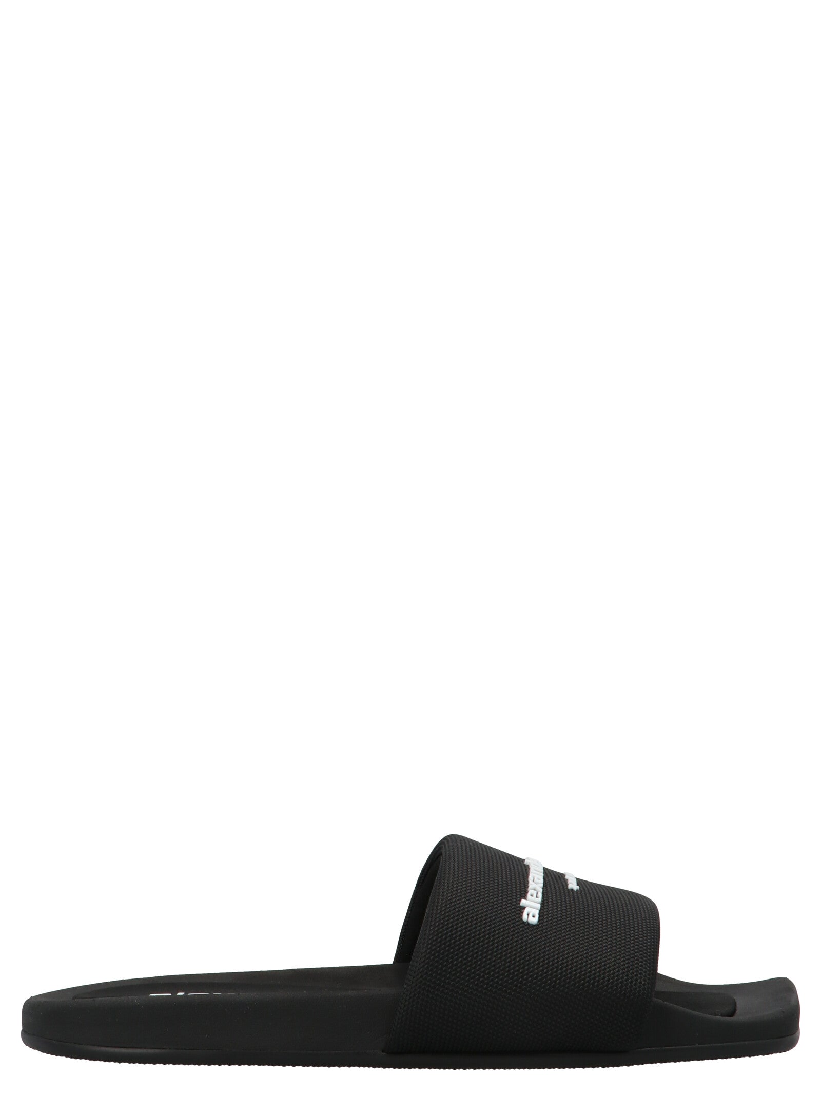 Alexander Wang-Logo Band Nylon Sliders Sandali Nero-Donna