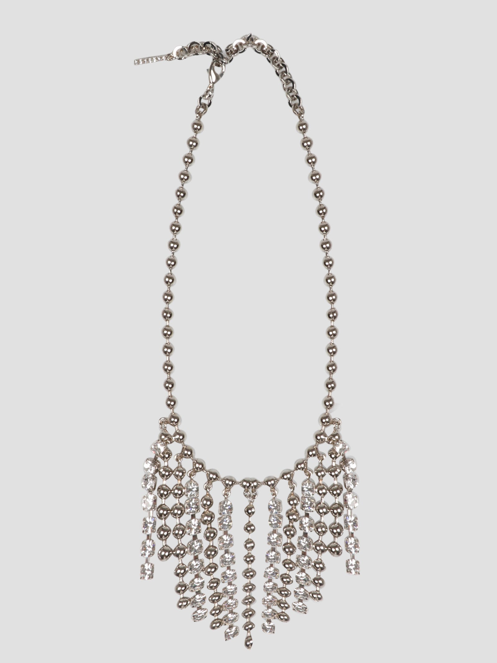 Alessandra Rich-Crystal and chain fringes necklace-Donna