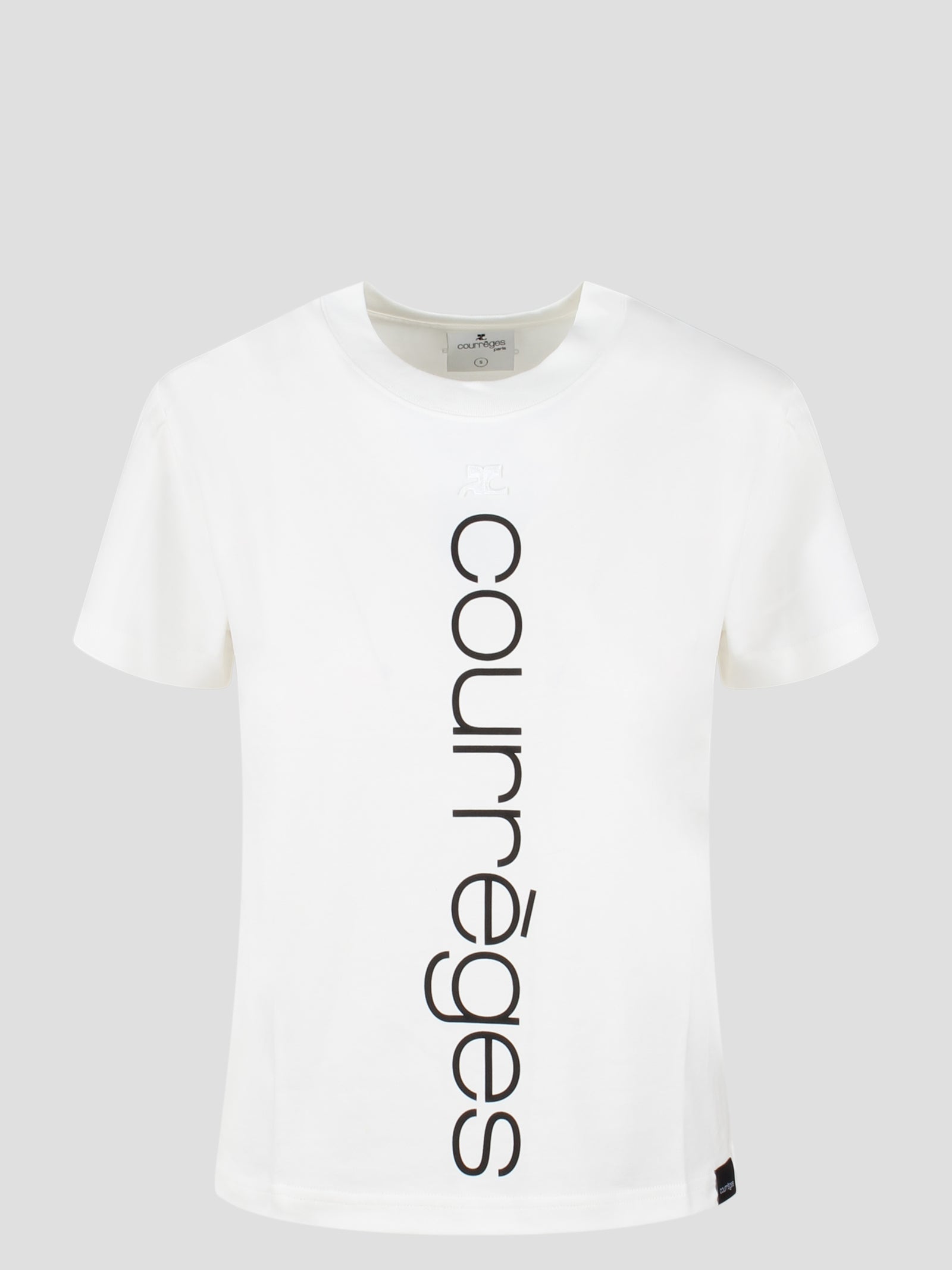 Courrèges-T-shirt in cotone con stampa logo-Donna