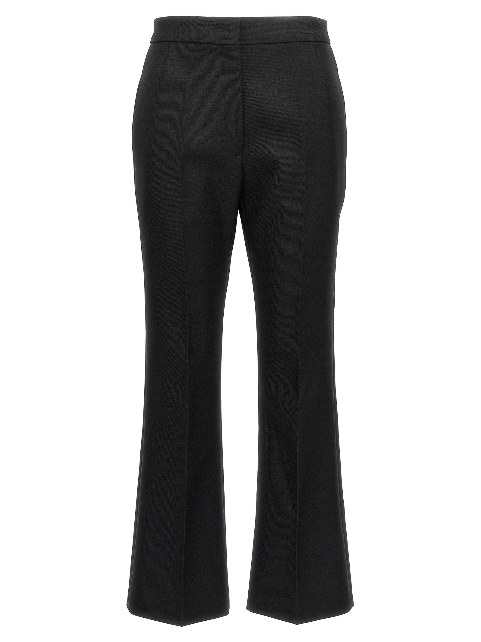 Jil Sander-Pleated Wool Trousers Pantaloni Nero-Donna