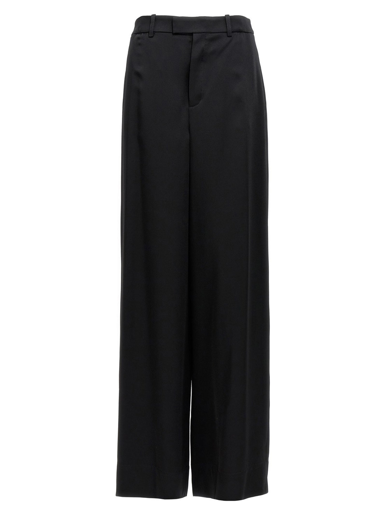 Saint Laurent-Satin CrêPe Pantaloni Nero-Donna