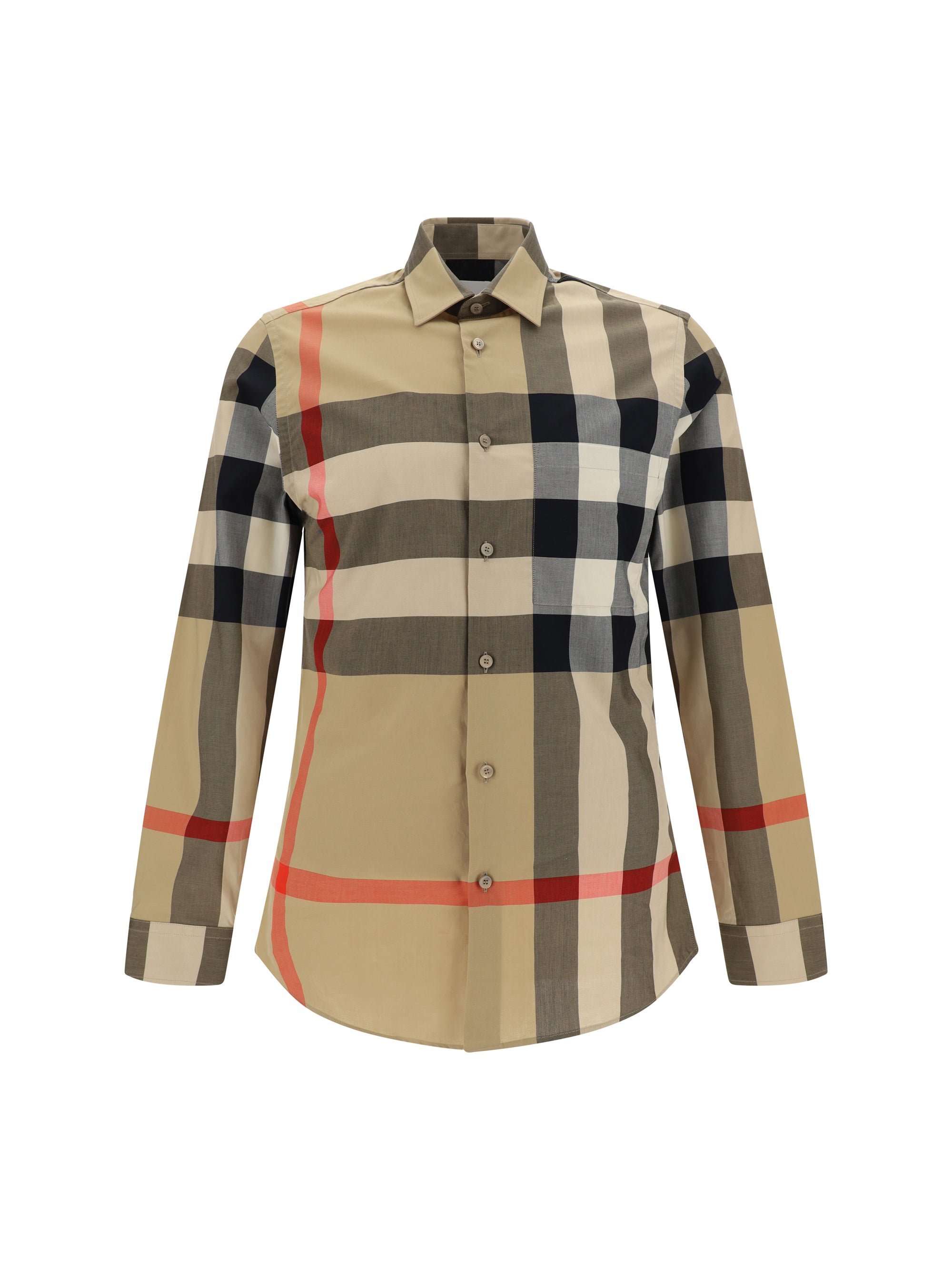 Burberry-Camicia in cotone Check-Uomo