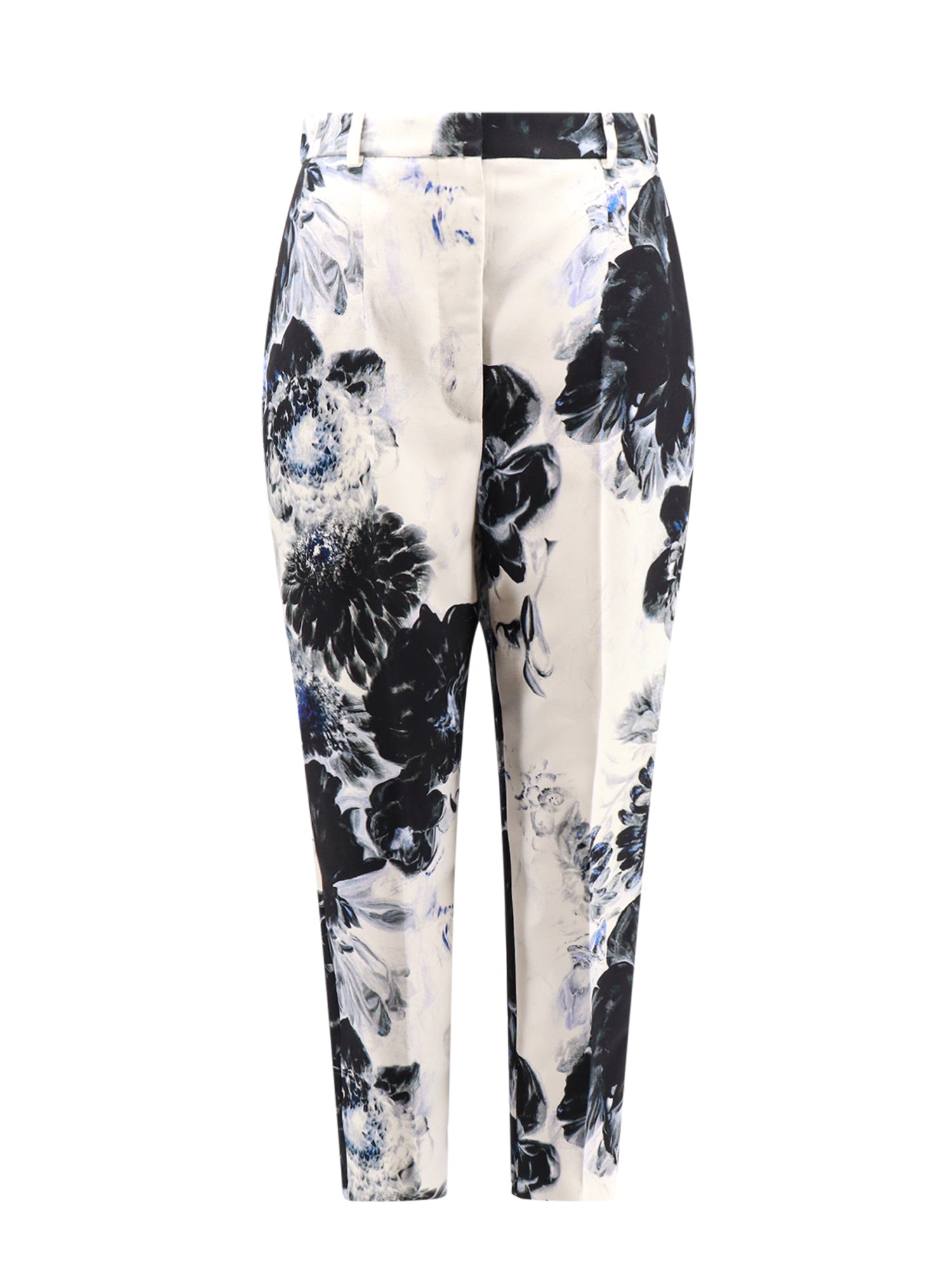 Alexander McQueen-Pantalone in viscosa con stampa floreale-Donna