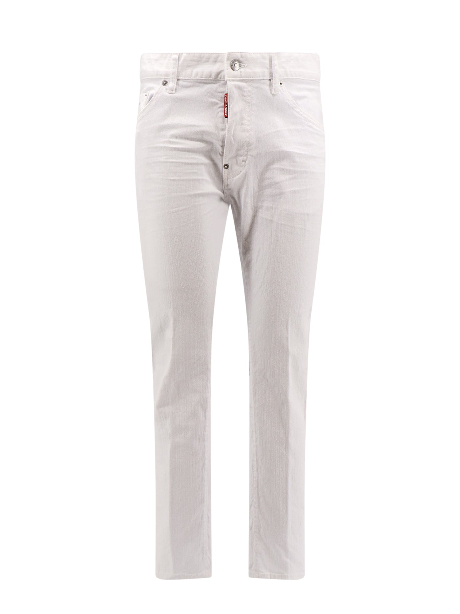 Dsquared2-Pantalone in cotone stretch con patch logo in pelle-Uomo