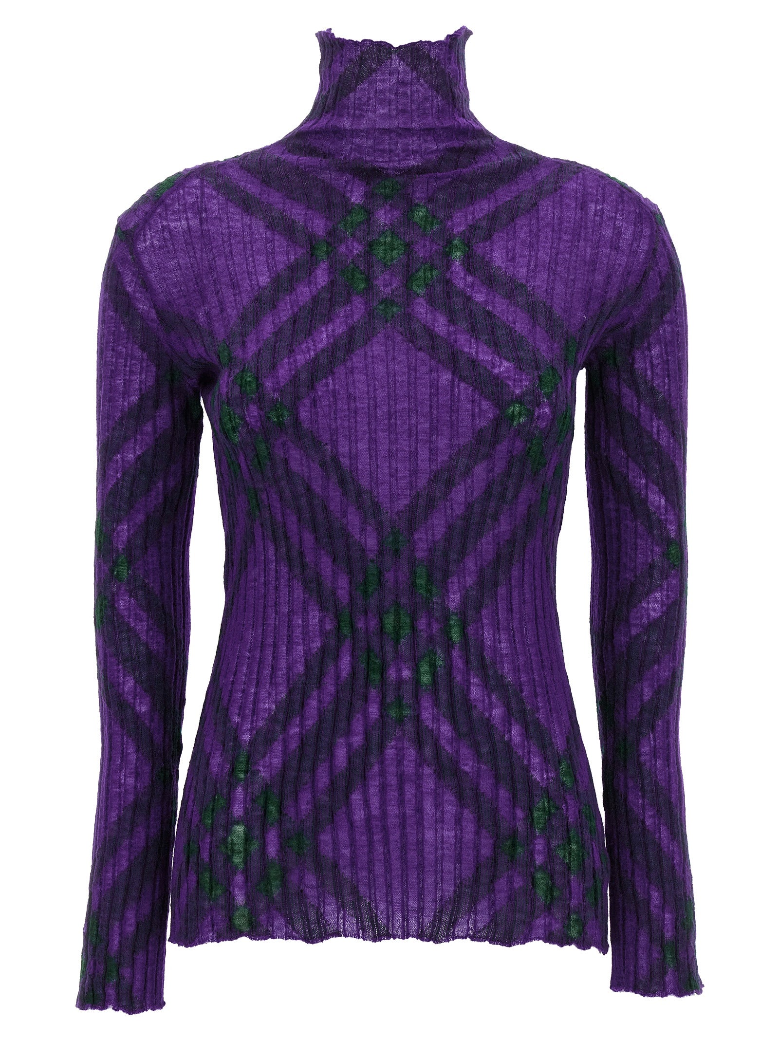 Burberry-Check Sweater Maglioni Viola-Donna