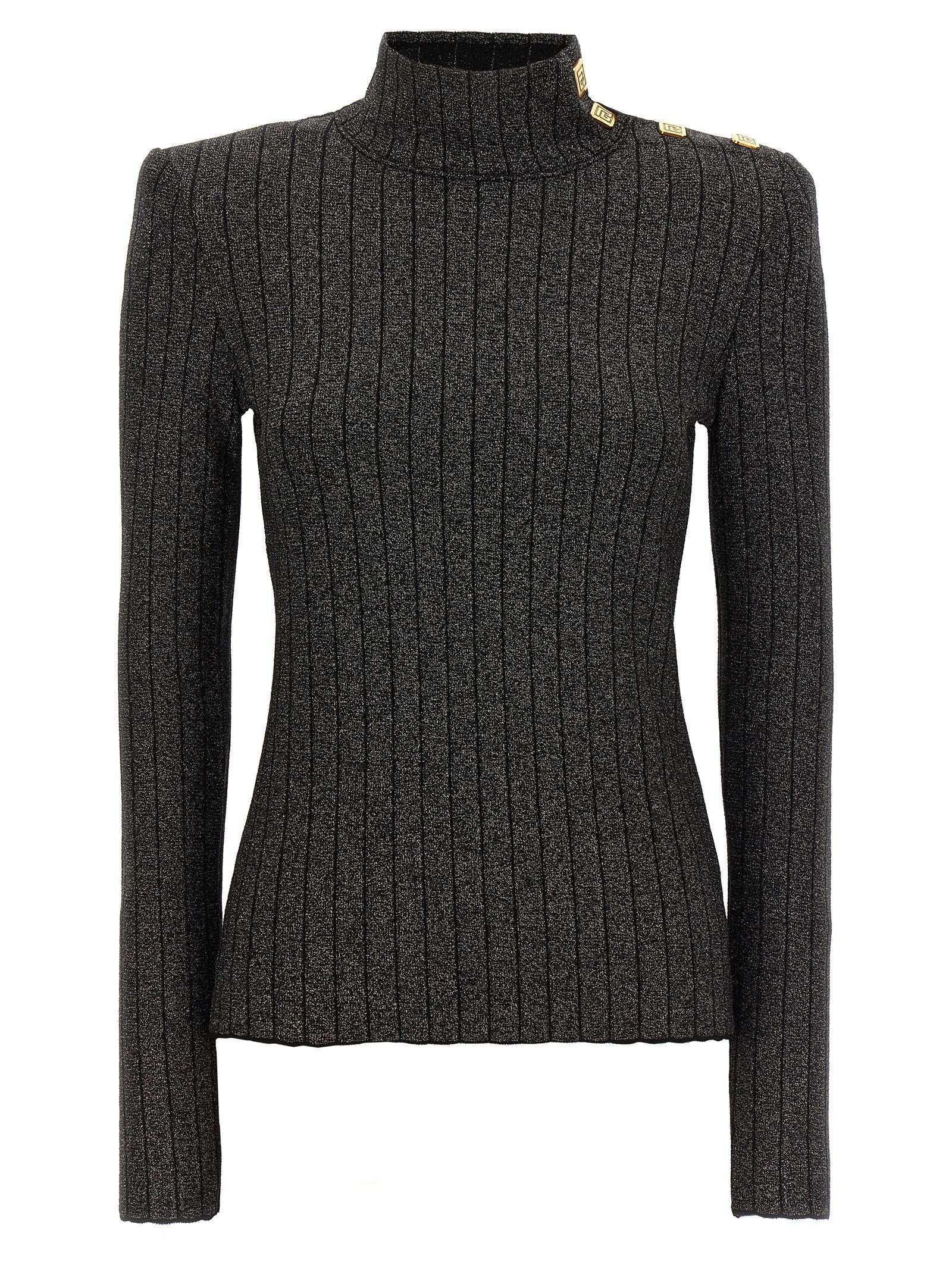 Balmain-Lurex Sweater Maglioni Nero-Donna