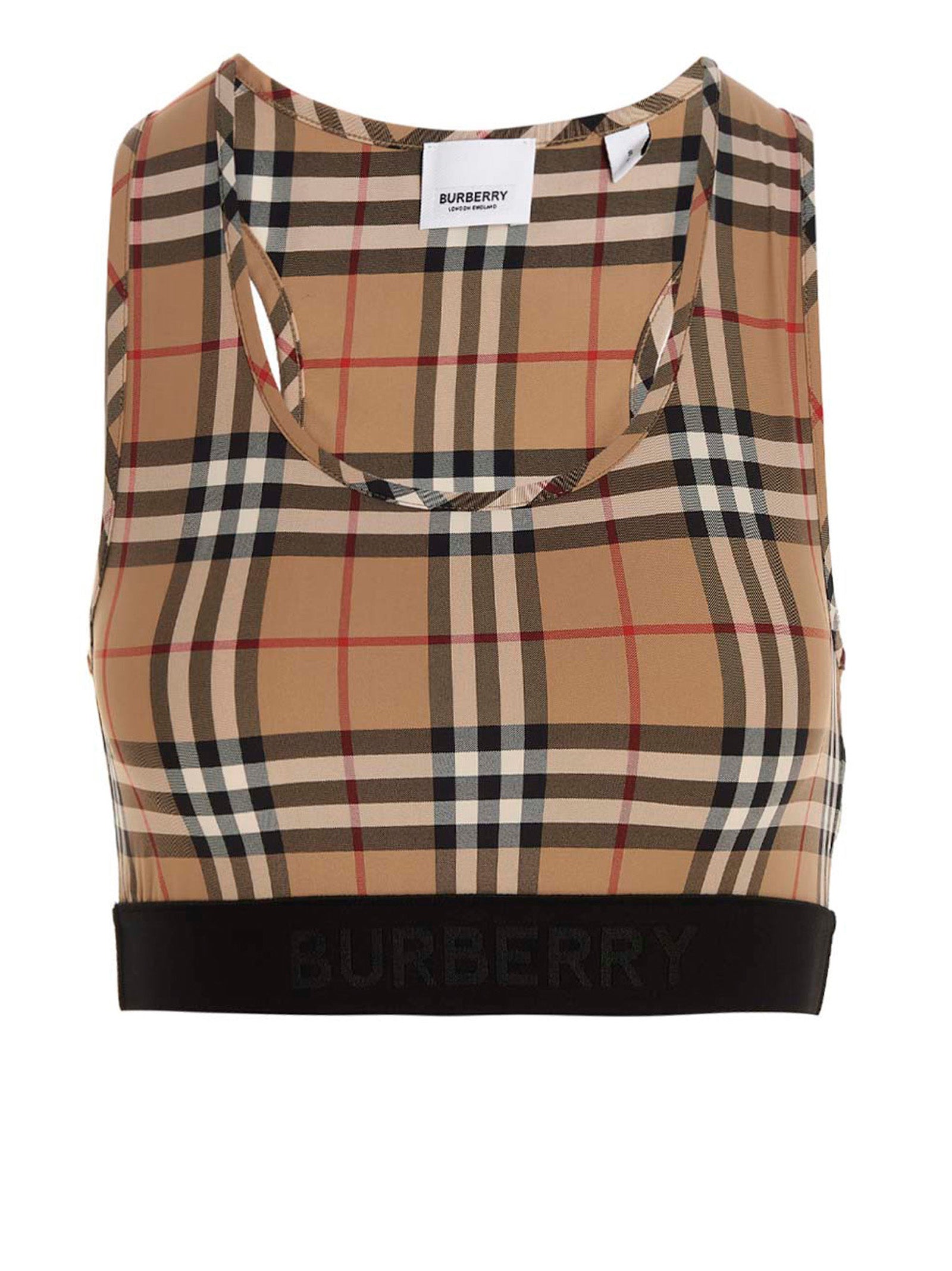 Burberry-Check Sporty Top Intimo Beige-Donna