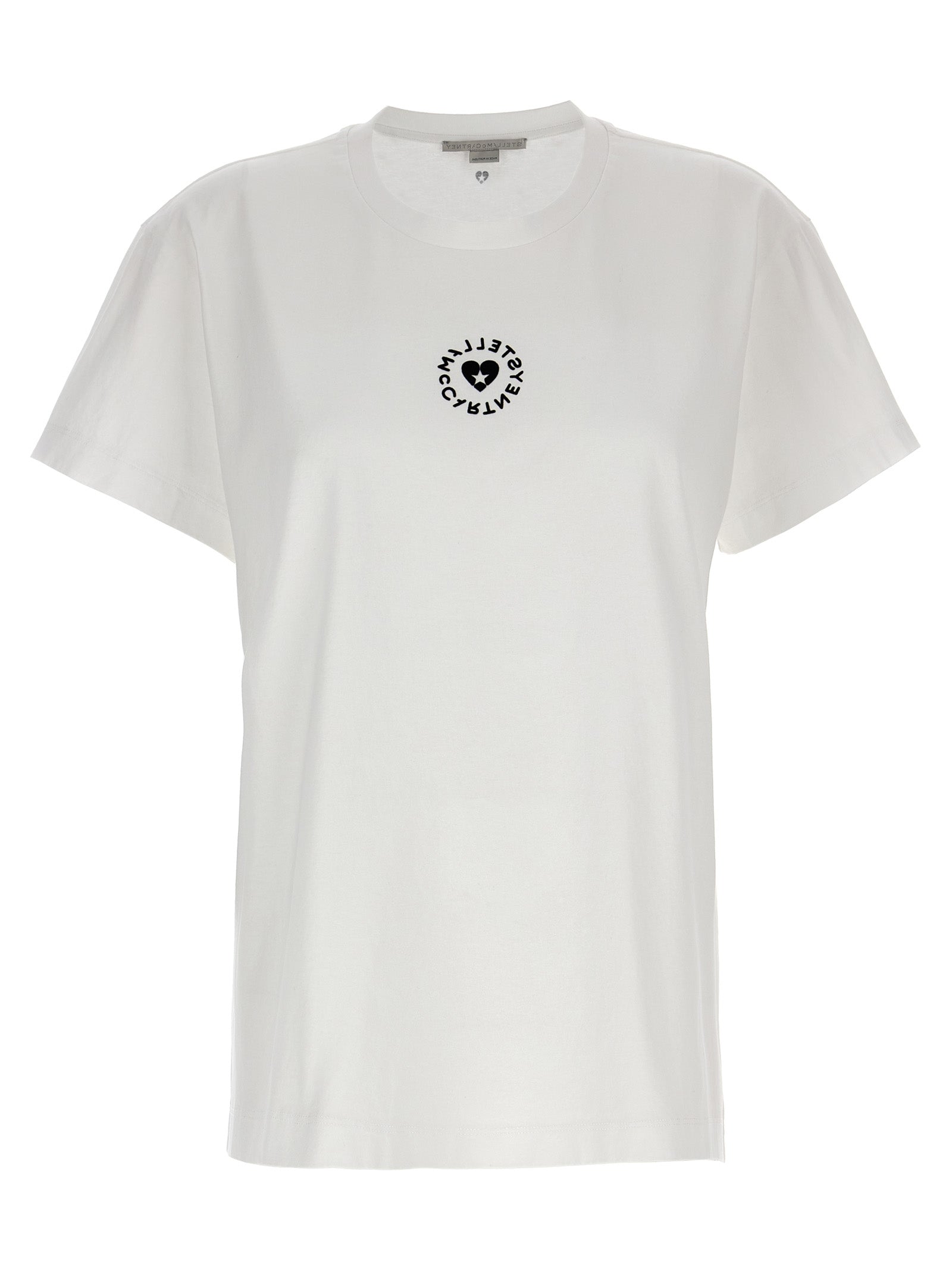 Stella Mccartney-Iconic Mini Heart T Shirt Bianco-Donna