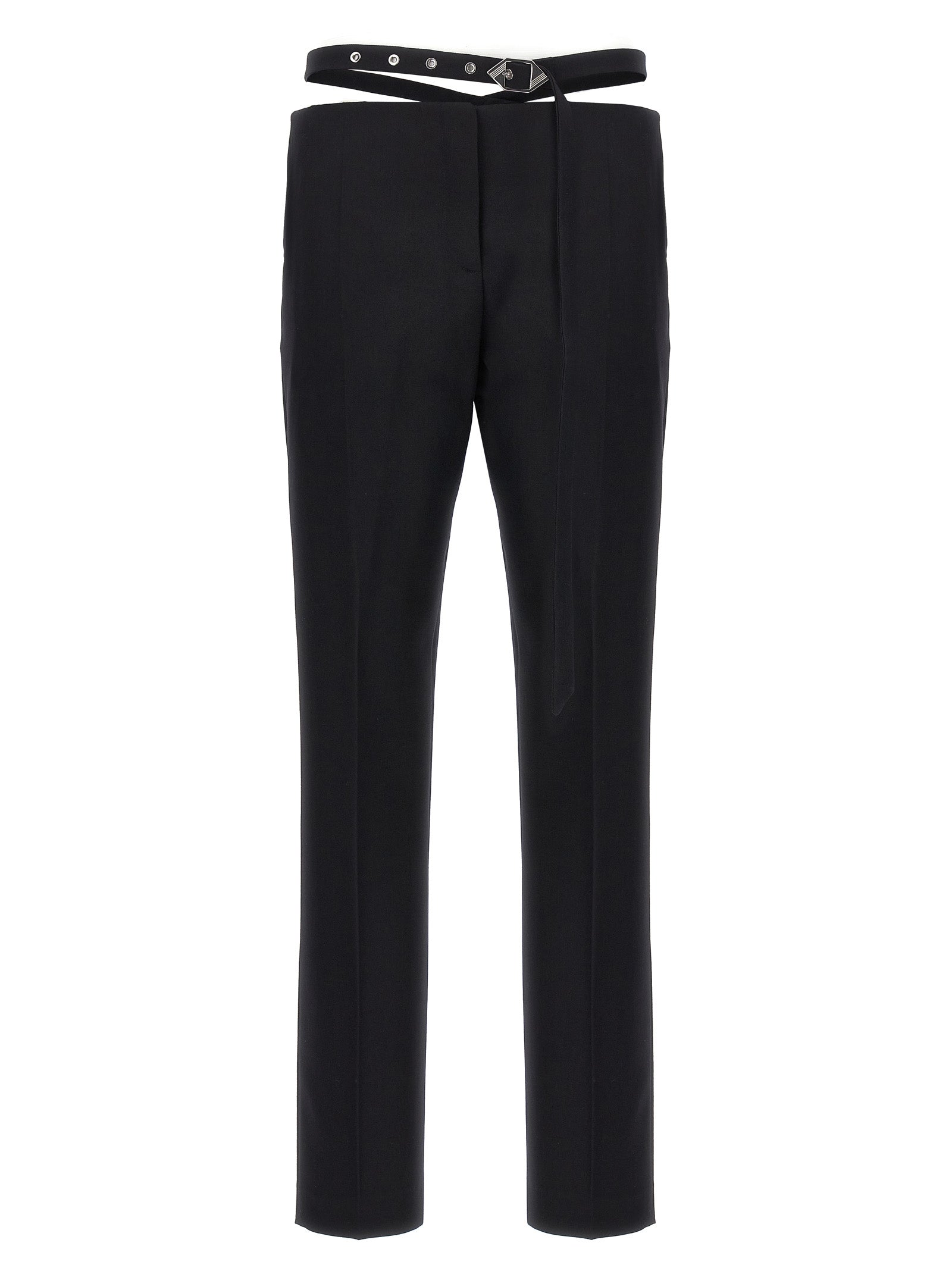 The Attico-Belt Detail Trousers Pantaloni Nero-Donna