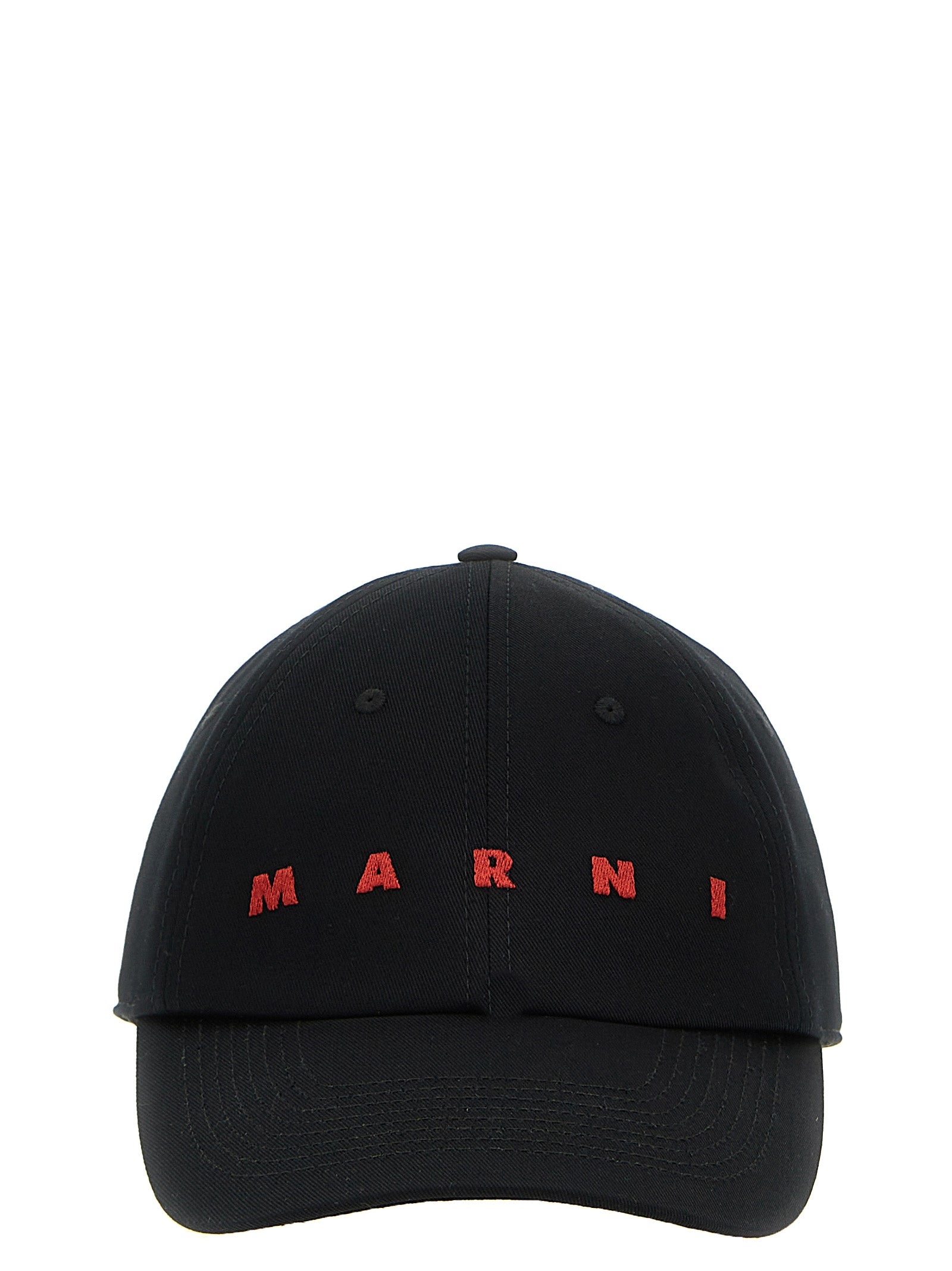 Marni-Logo Embroidery Cap Cappelli Nero-Uomo