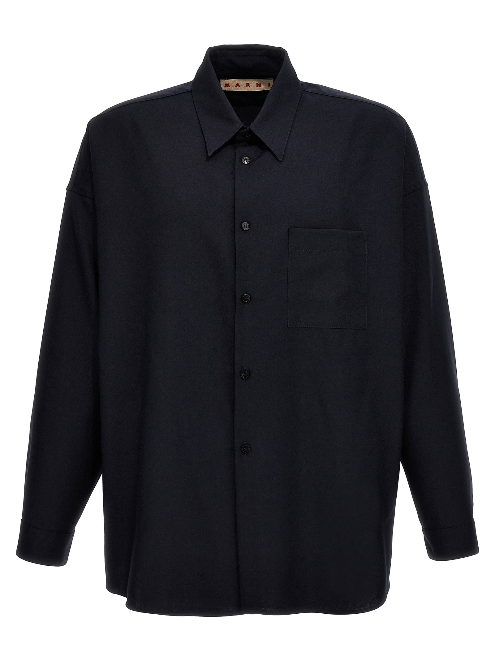 Marni-Cool Wool Shirt Camicie Blu-Uomo