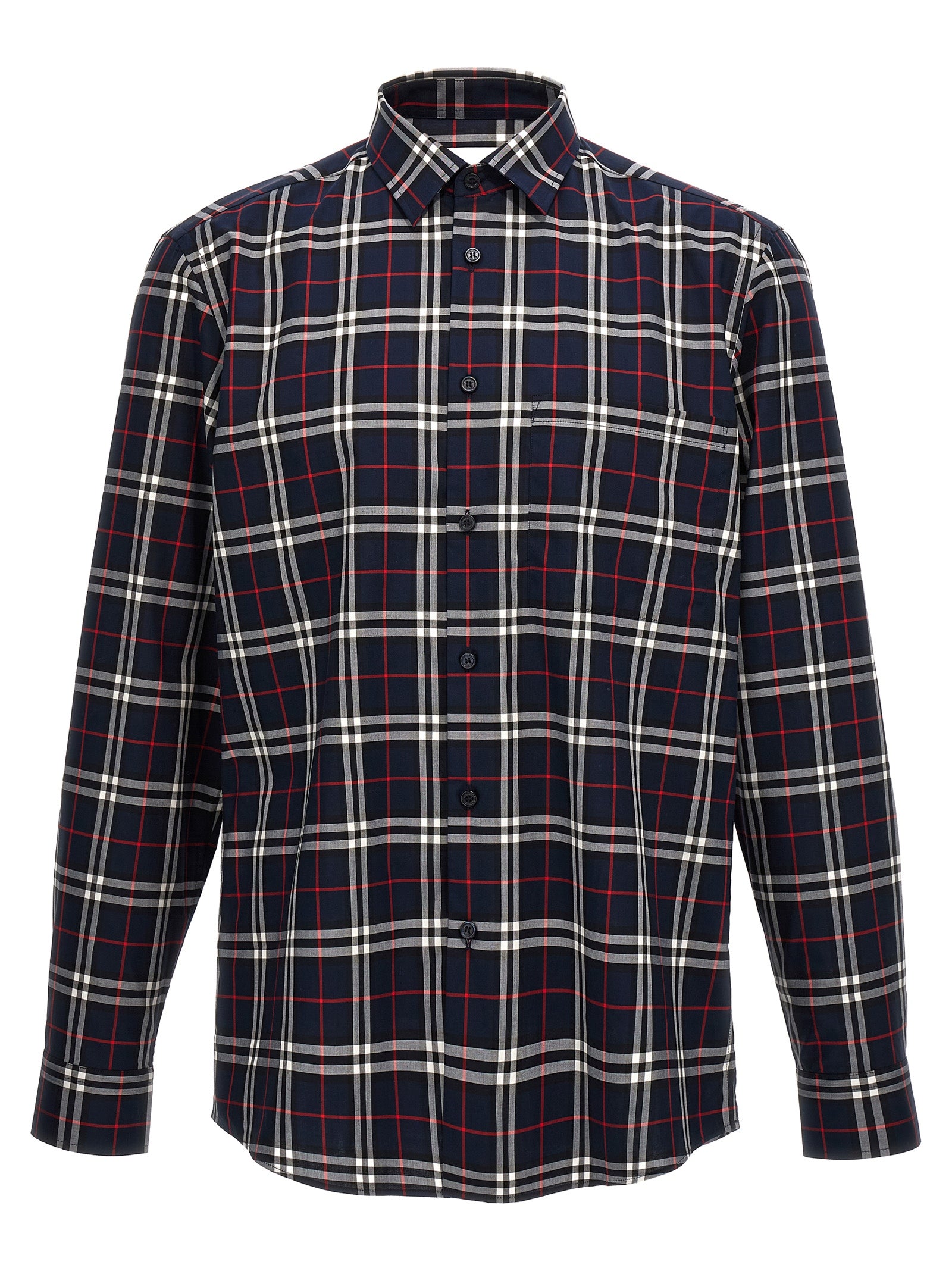 Burberry-Check Shirt Camicie Blu-Uomo