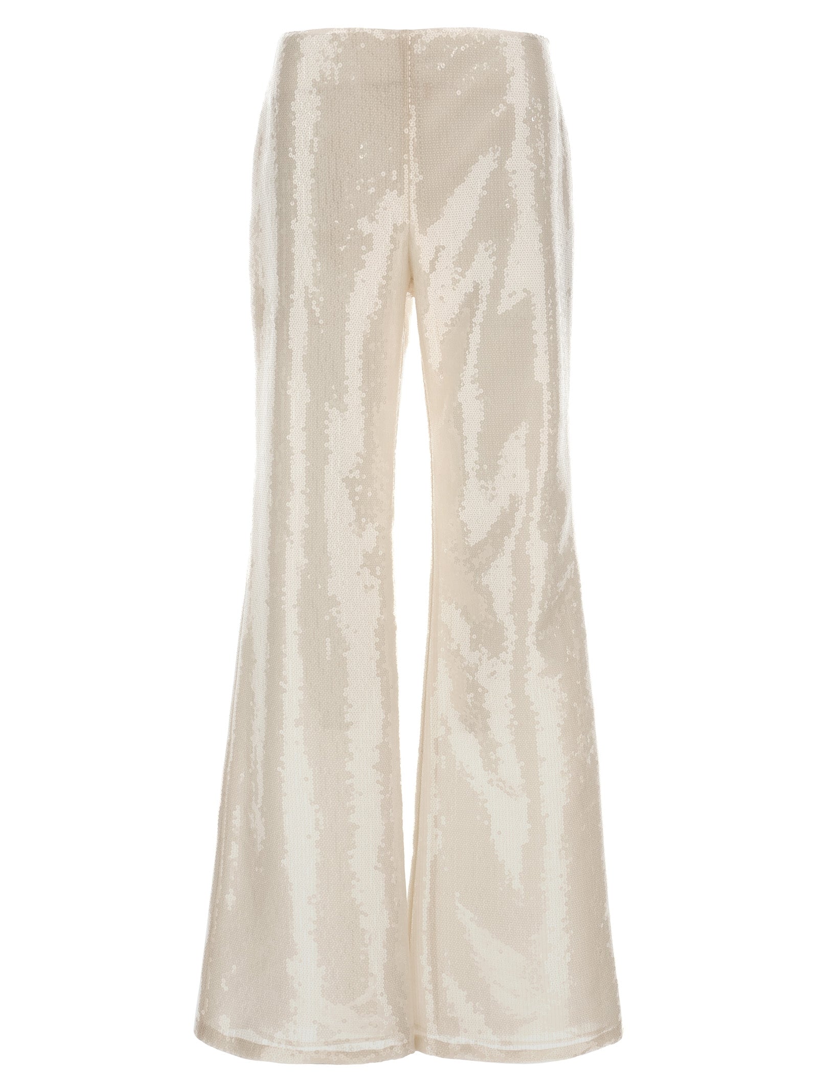 Alberta Ferretti-Sequin Pantaloni Bianco-Donna