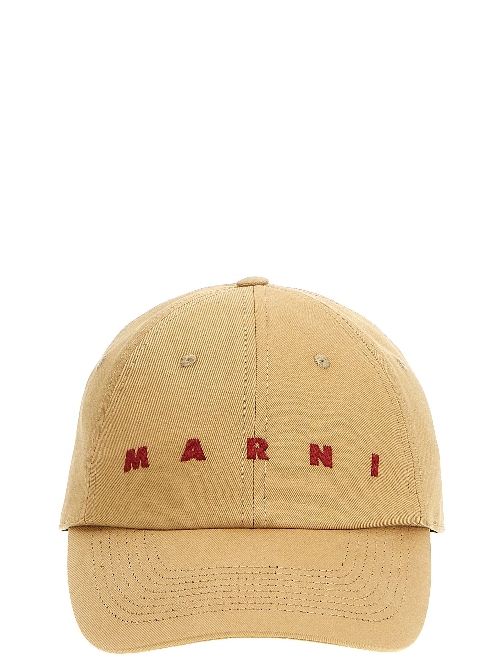 Marni-Logo Embroidery Cap Cappelli Beige-Uomo