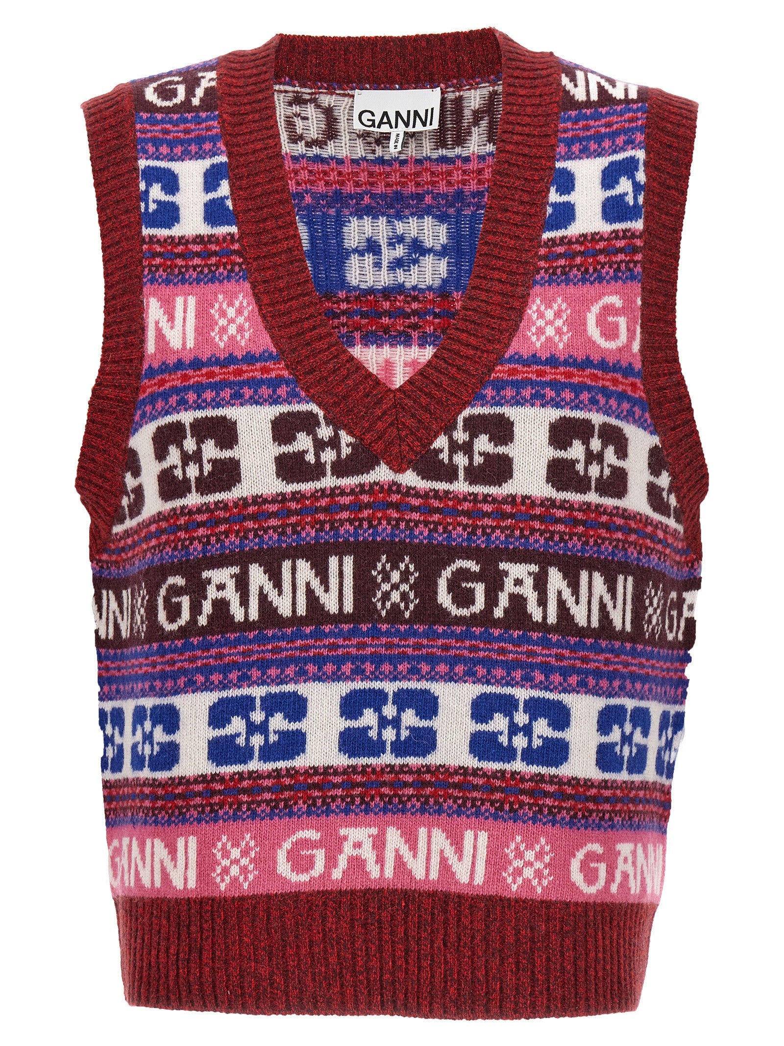 Ganni-Logo Vest Gilet Multicolor-Donna