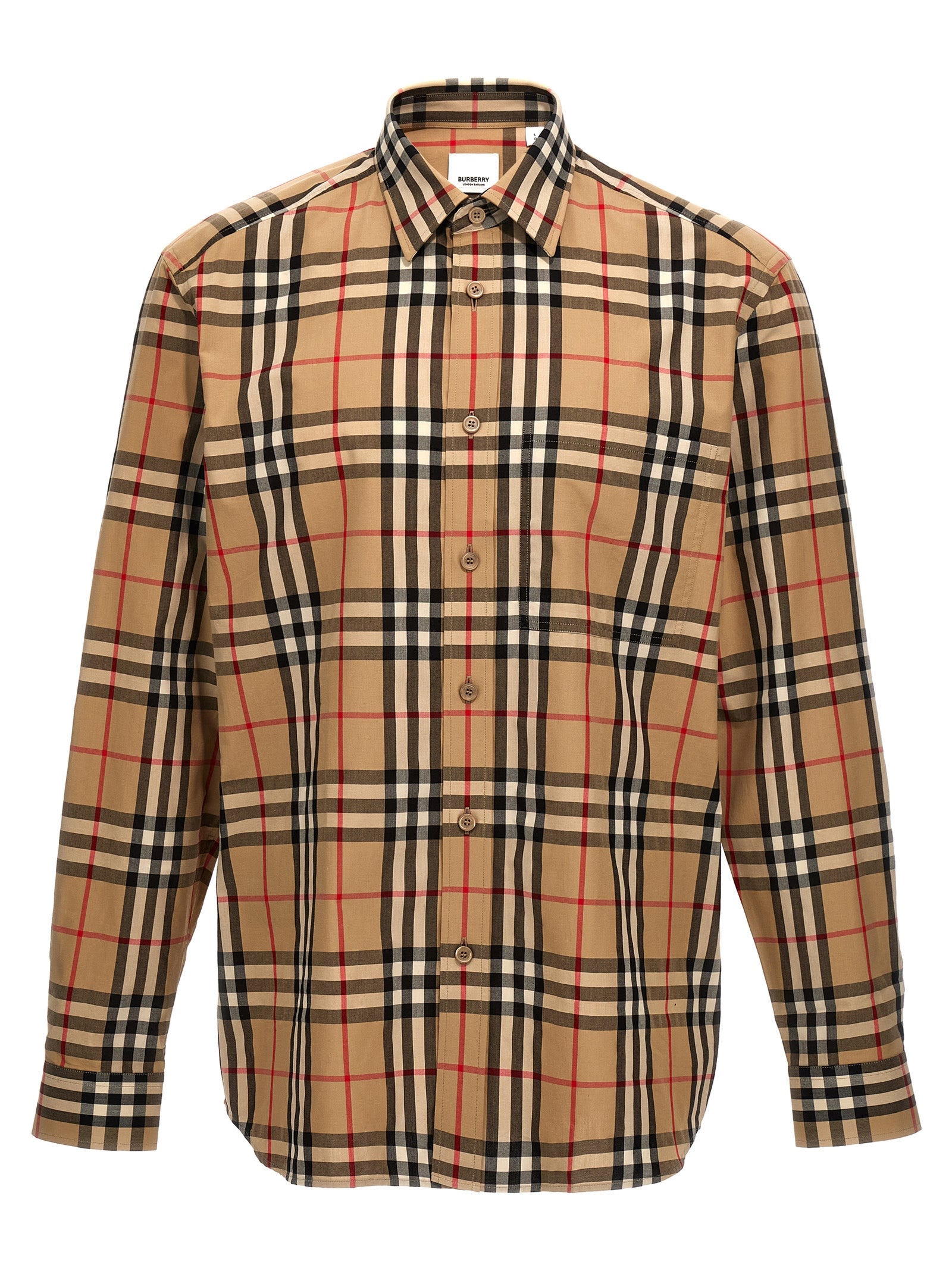 Burberry-Check Shirt Camicie Beige-Uomo