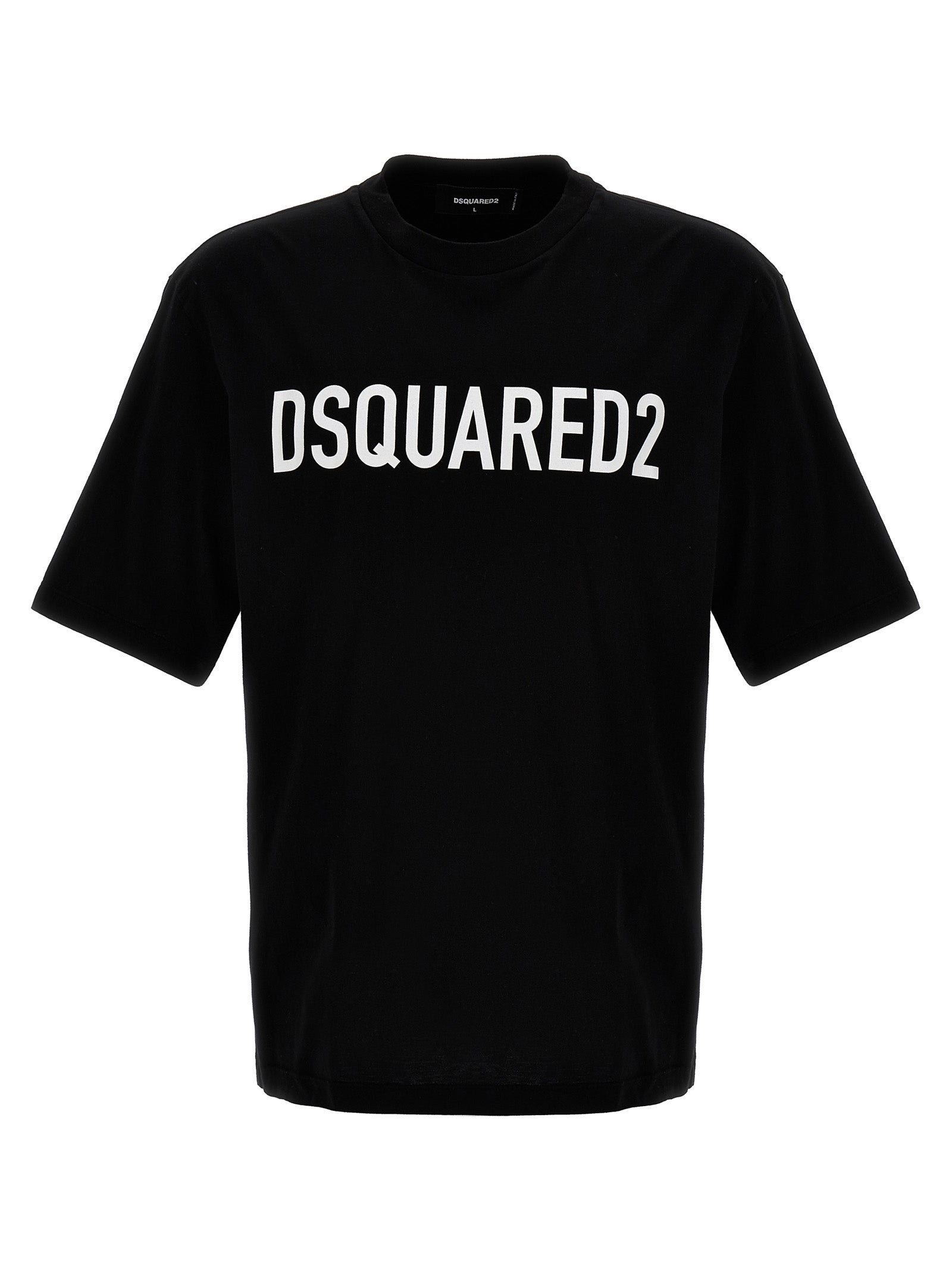 Dsquared2-Logo Print T Shirt Bianco/Nero-Uomo