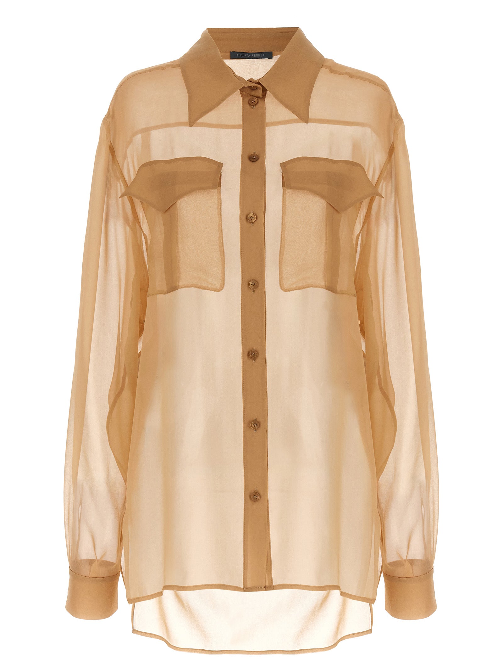 Alberta Ferretti-Chiffon Shirt Camicie Beige-Donna