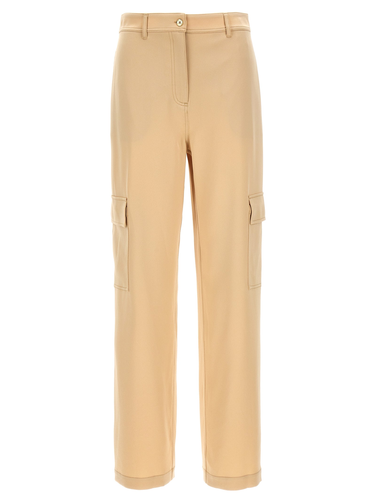 Michael Michael Kors-Satin Cargo Pantaloni Beige-Donna