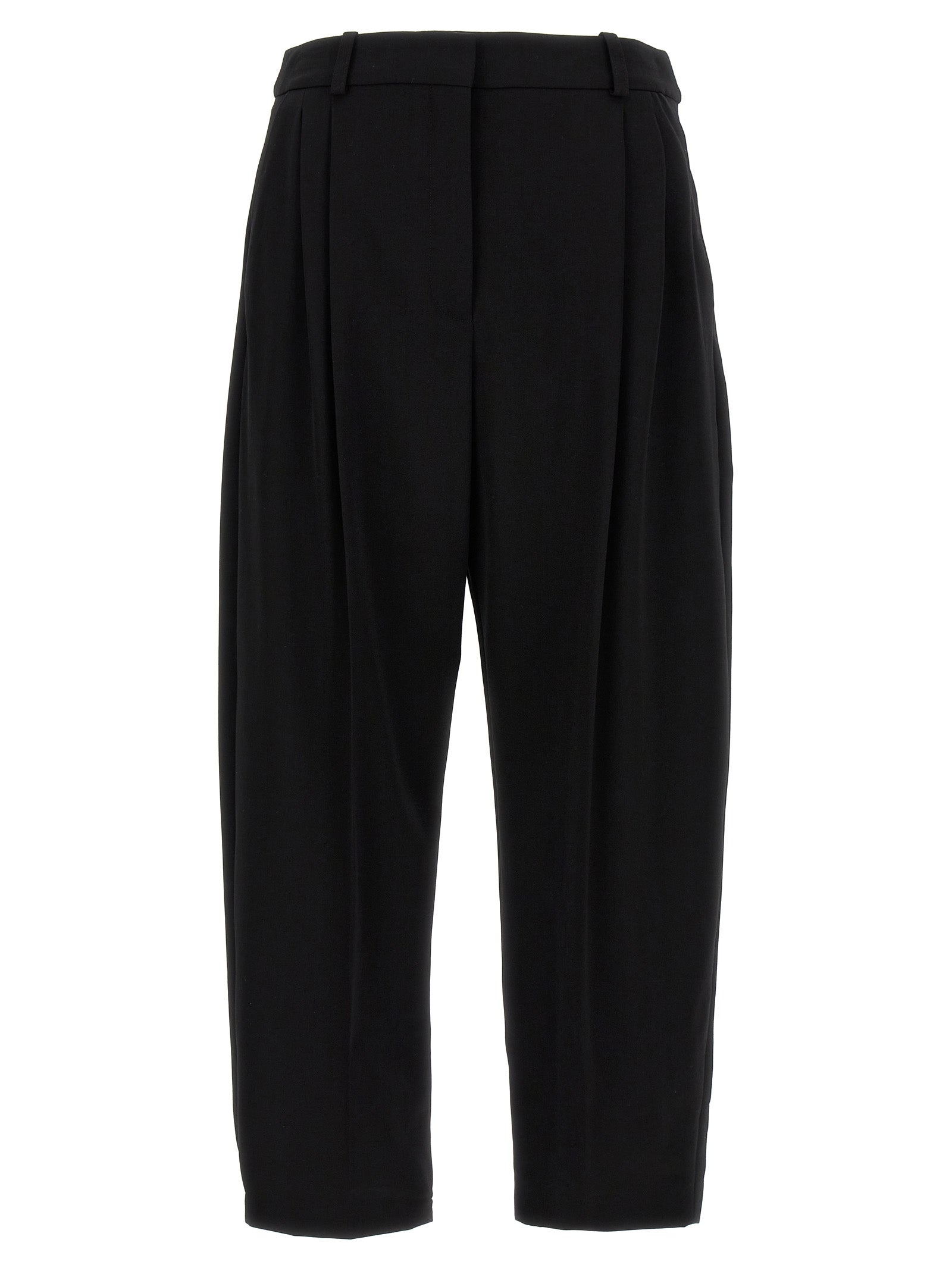 Stella Mccartney-With Front Pleats Pantaloni Nero-Donna